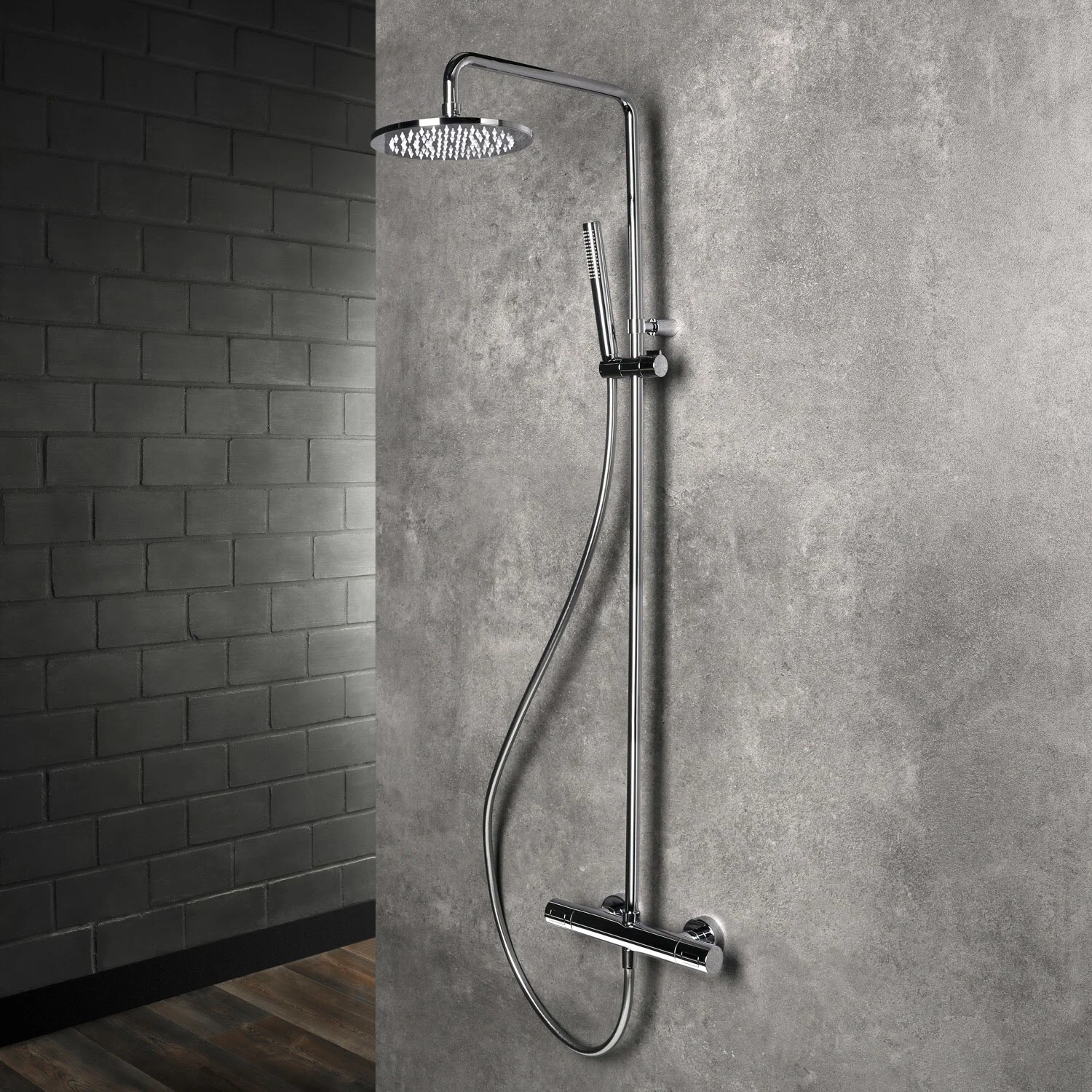 Kolumna prysznicowa herzbach LIVING SPA z głowicą deszczową o średnicy 20 cm, z ręczną głowicą na drążku