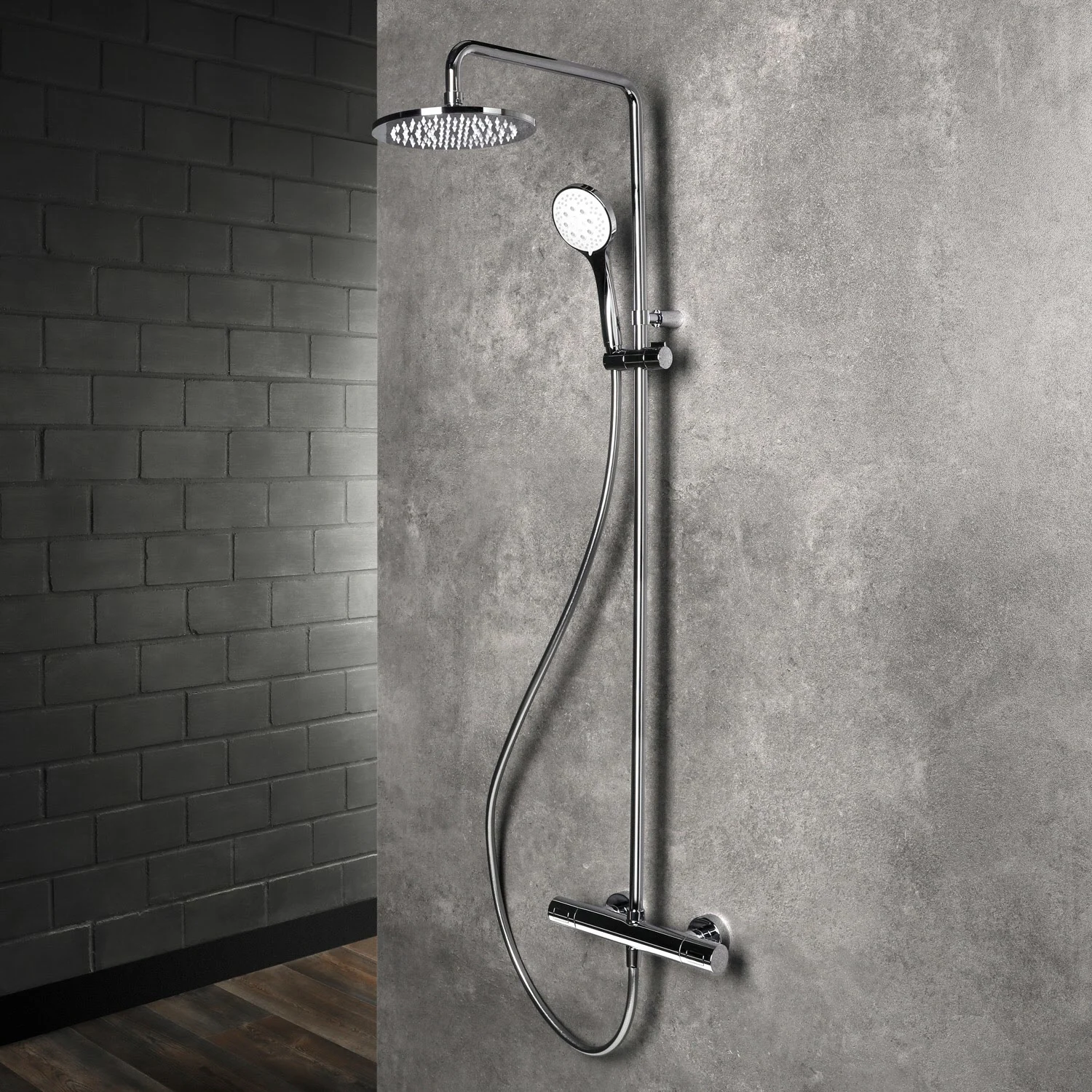 Kolumna prysznicowa herzbach LIVING SPA z głowicą deszczową o średnicy 20 cm, z słuchawkami prysznicowymi