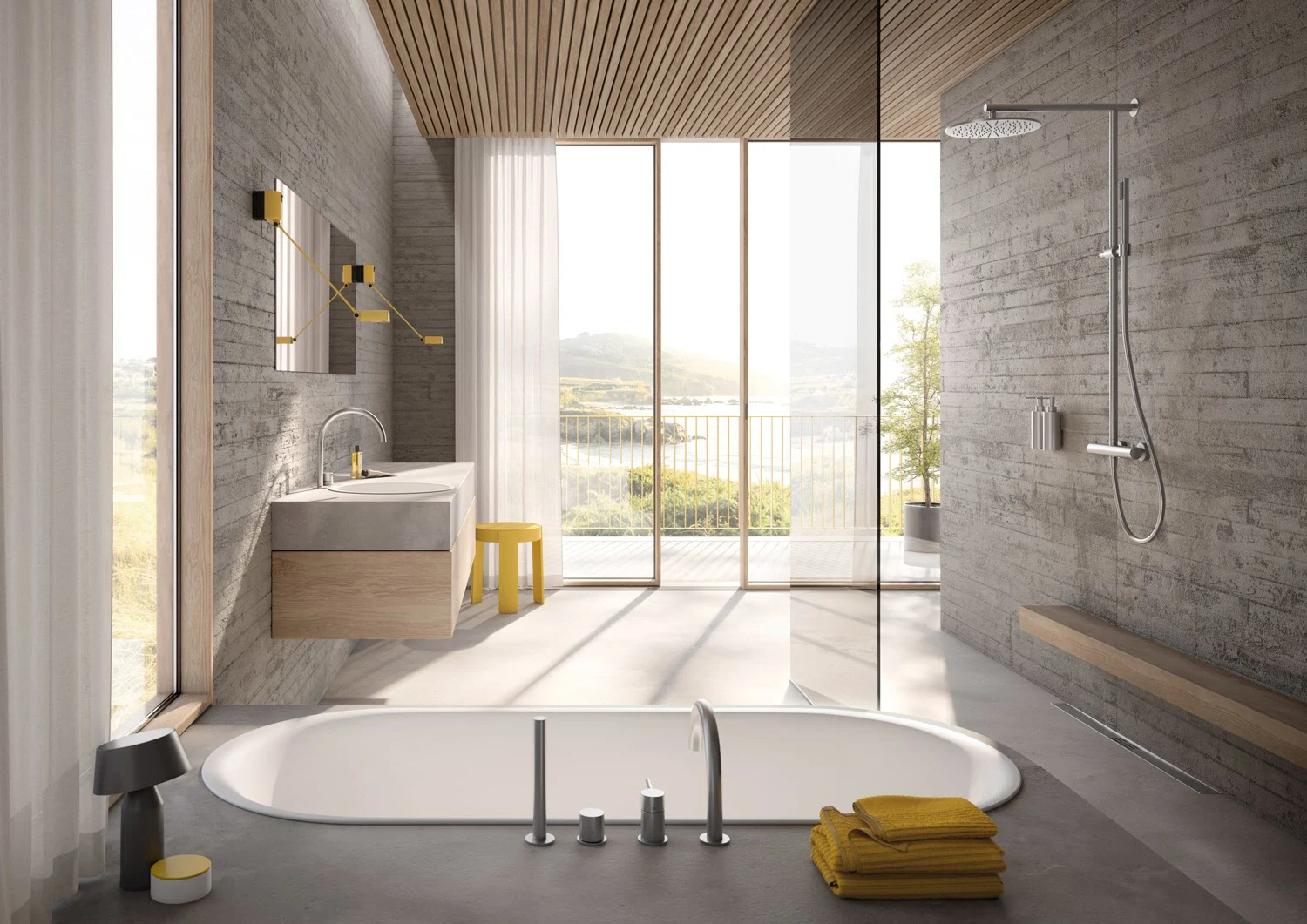 Herzbach LIVING SPA Duschsäule mit Regenbrause 25 cm rund, mit Stabhandbrause Bild 3