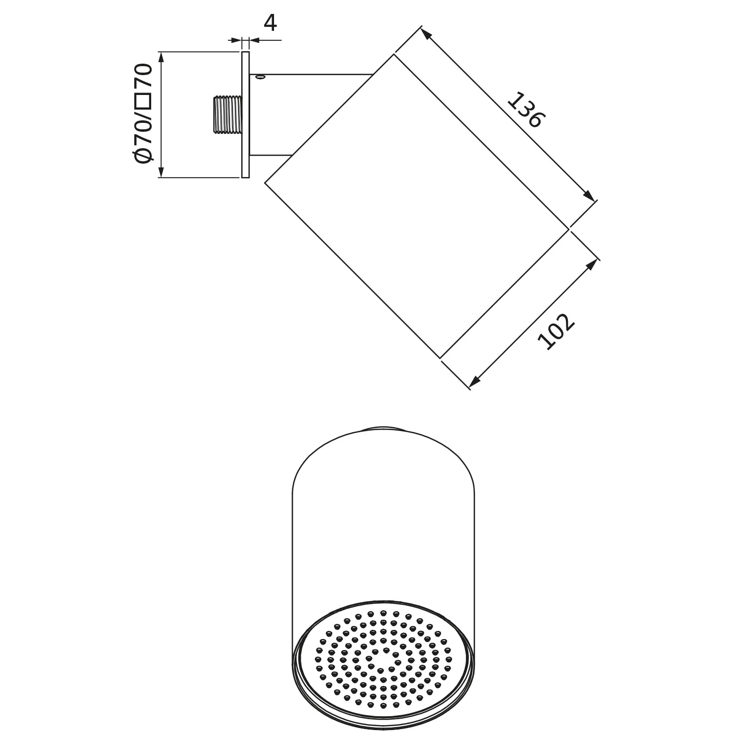 Herzbach LIVING SPA Regenbrause SPOT Ø 10,2 cm Mono, Wandmontage Bild 4