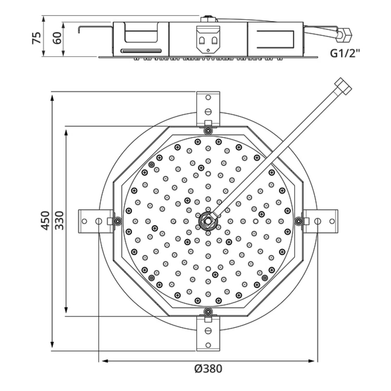 Herzbach LIVING SPA Regenbrause Ø 38 cm, Deckenmontage Bild 2