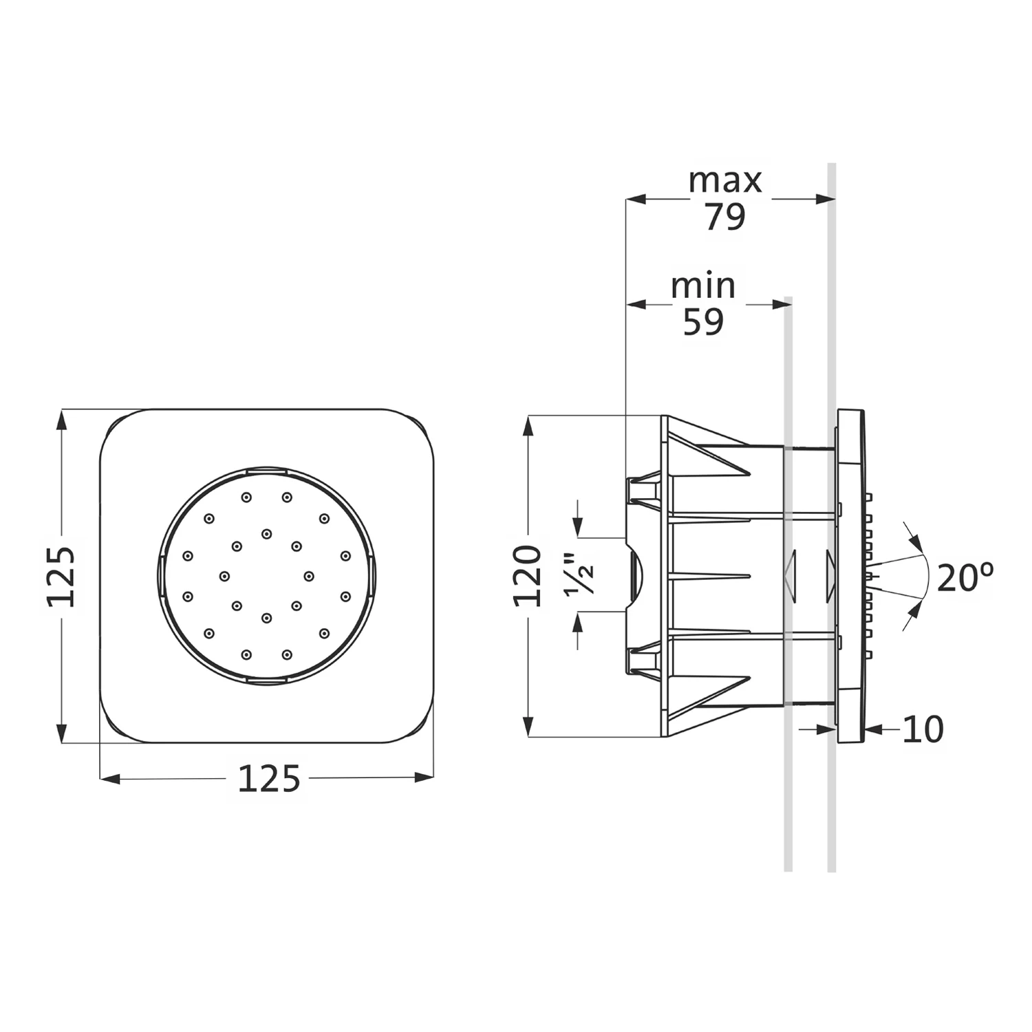 Herzbach LIVING SPA Unterputz-Seitenbrause soft Bild 3