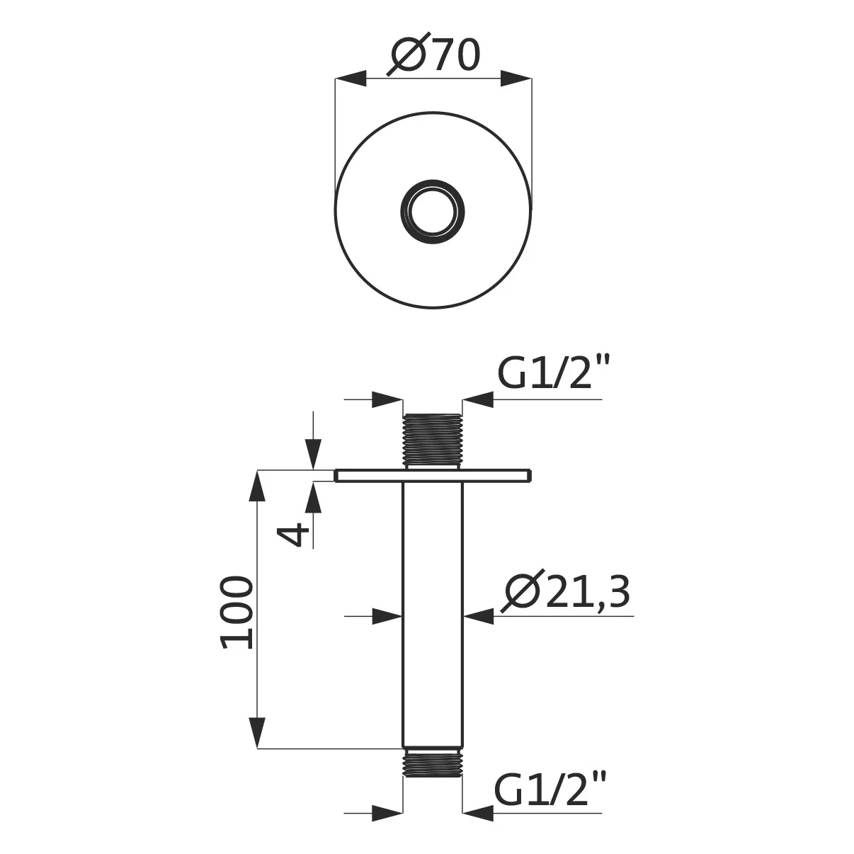Herzbach LIVING SPA Deckenarm 10 cm Bild 2