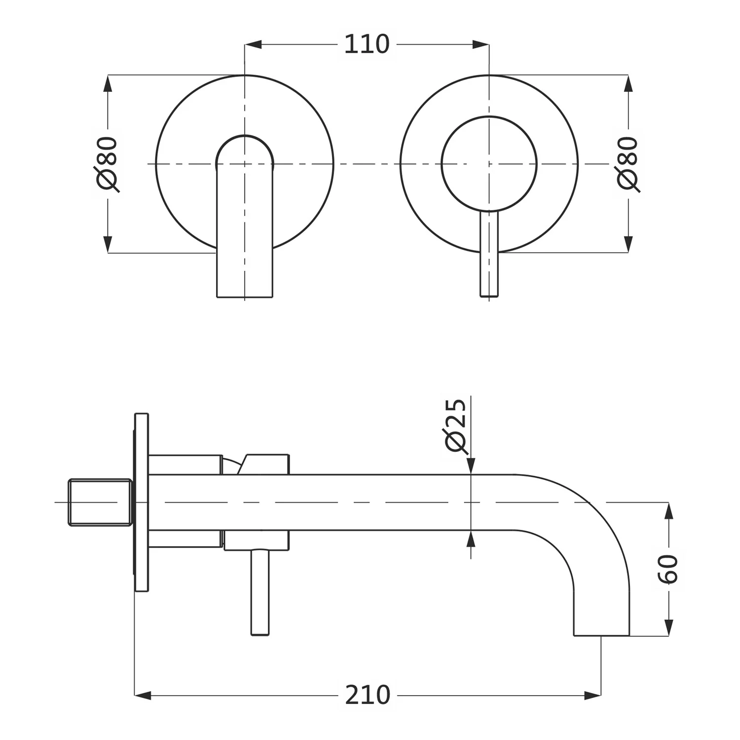 Herzbach DEEP IX Waschtisch-Unterputzbatterie Farbset, Ausladung 21 cm Bild 2