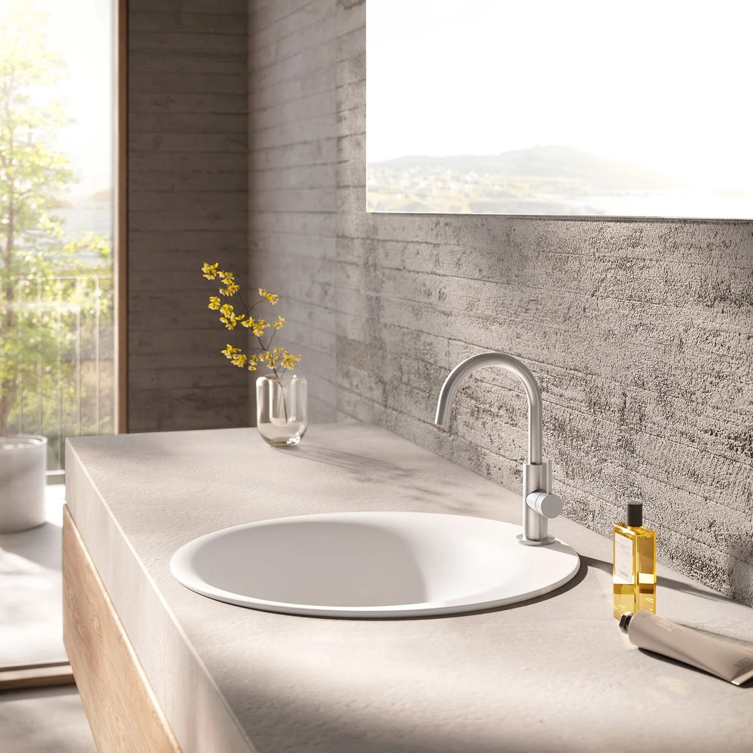 Herzbach DEEP IX Waschtischmischer Slim M-Size Griff seitlich mit PUSH-Ablaufventil Bild 2