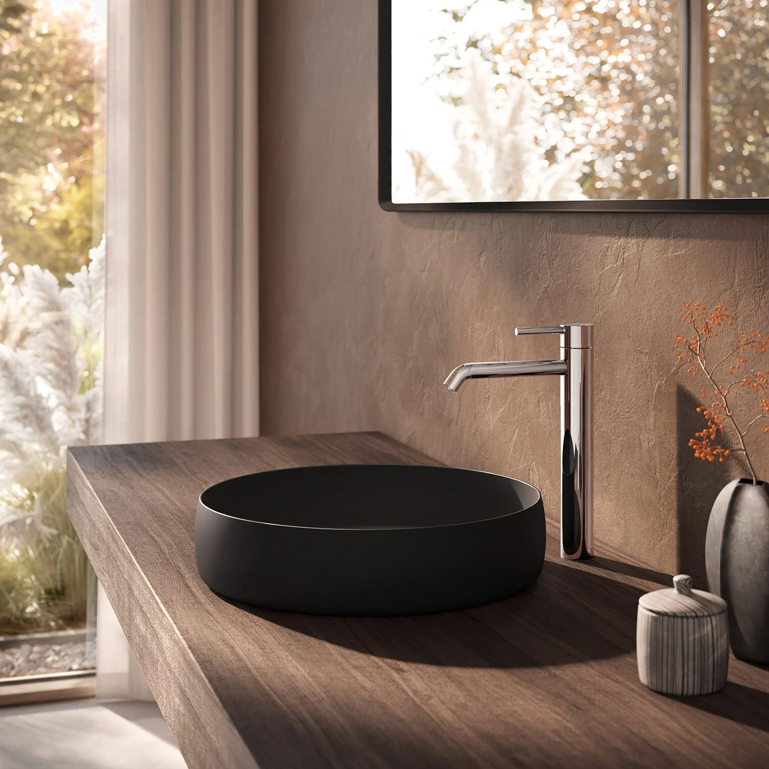 Chromowana bateria XL w stylowej łazience, Herzbach