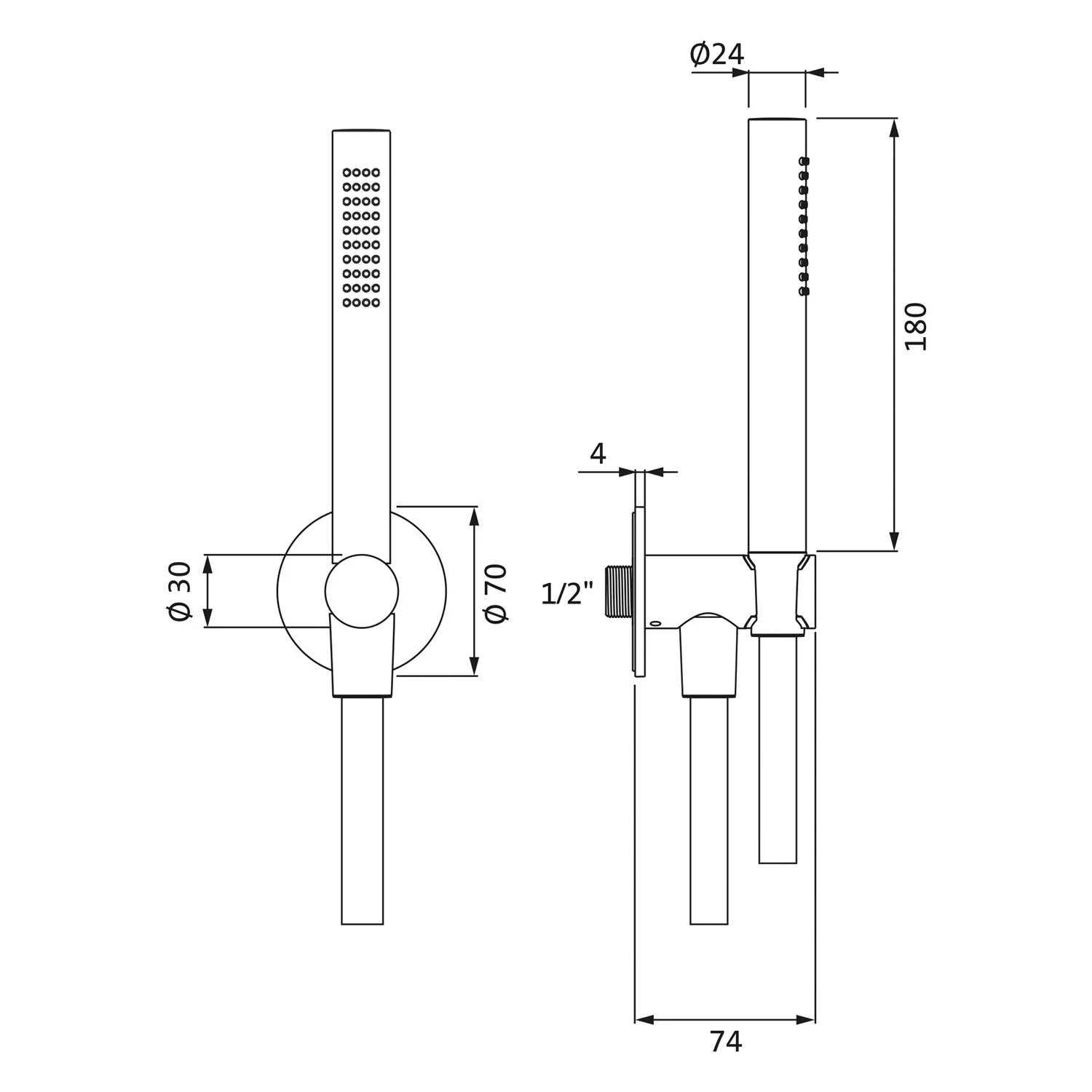 Herzbach LIVING SPA Brauseset mit Wandanschlussbogen und Stabhandbrause Bild 2
