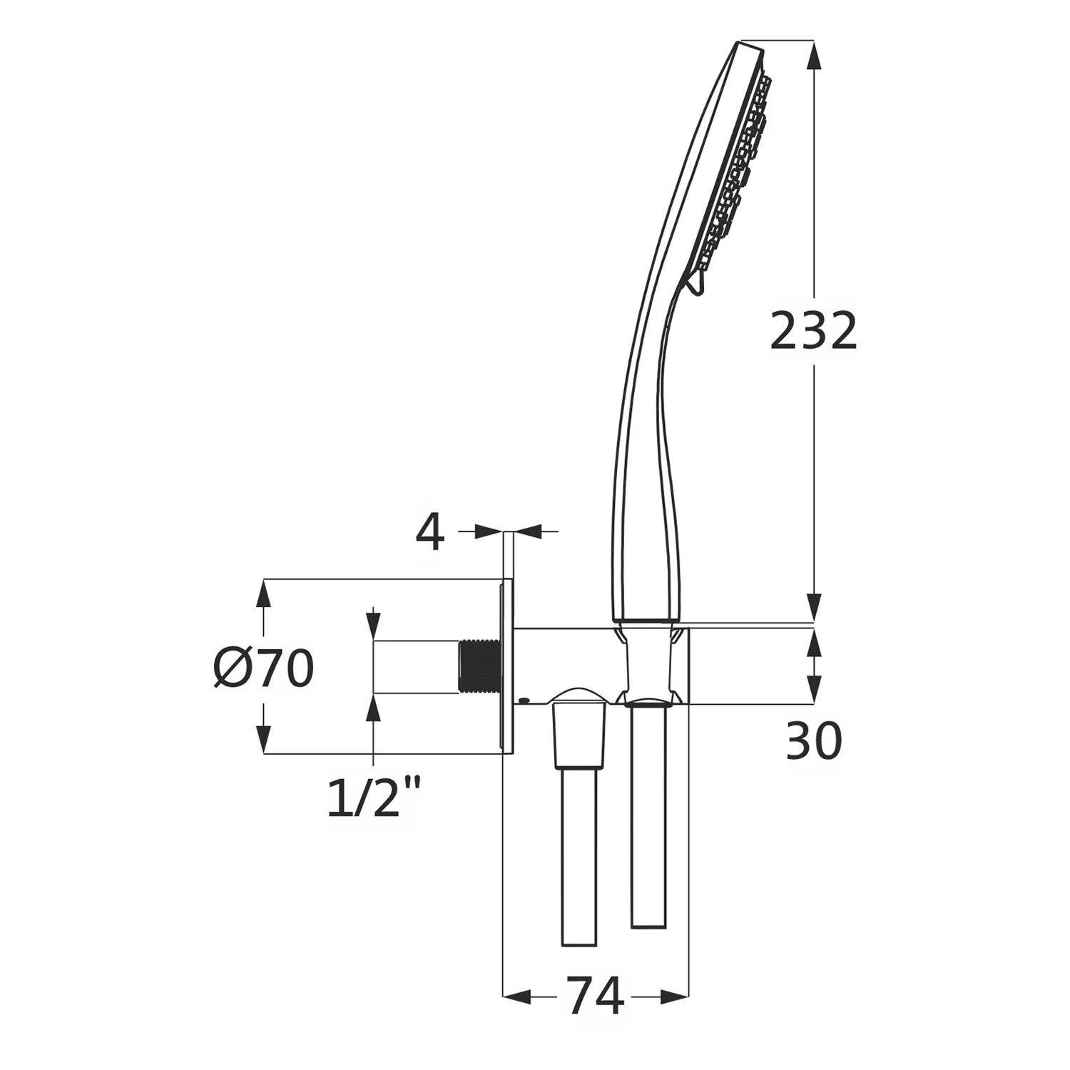 Herzbach LIVING SPA Brauseset mit Wandanschlussbogen und Handbrause Multifunktion Bild 2
