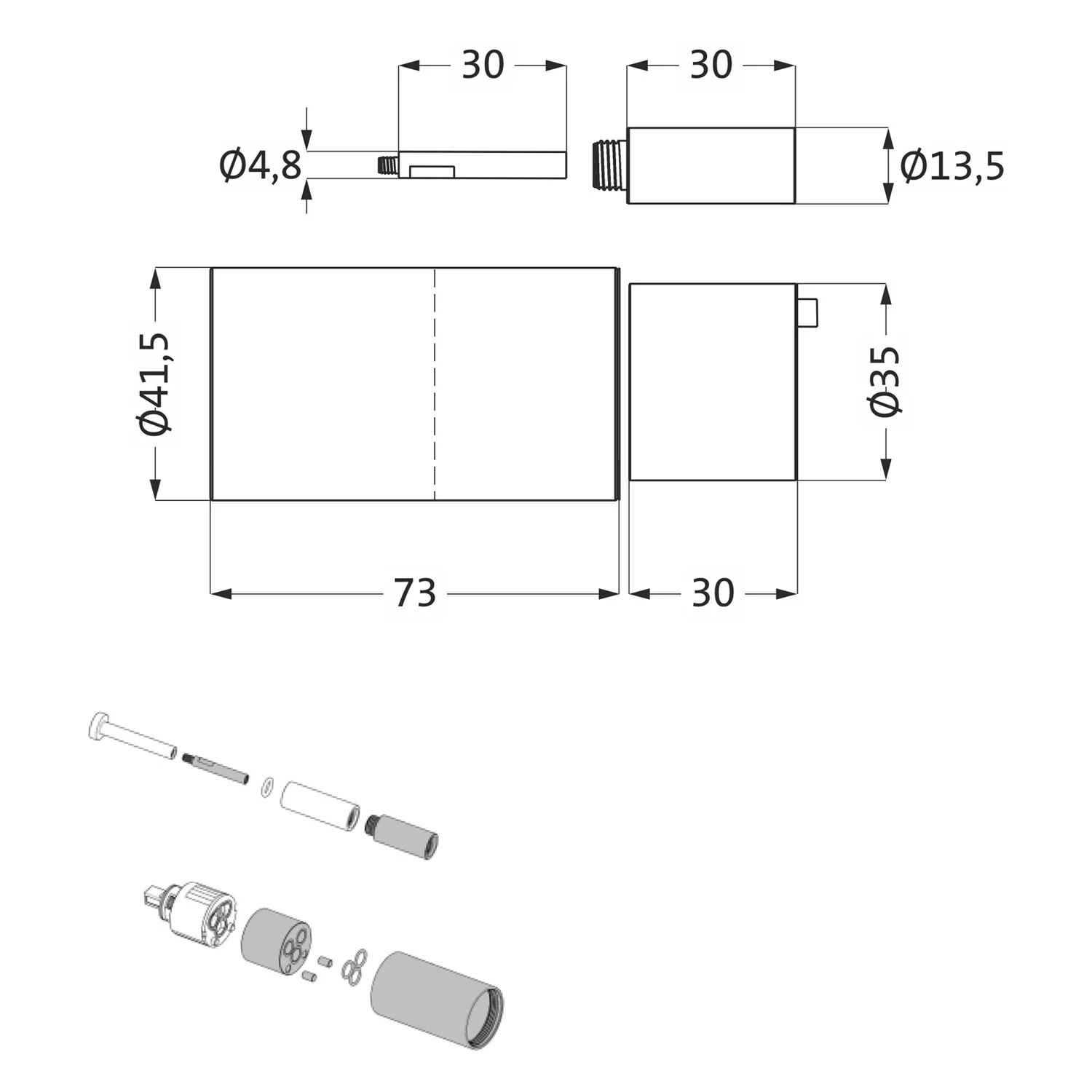 Herzbach LOGIC PLUS Unterputzverlängerung 3 cm für LOGIC PLUS Hebelmischer Bild 2