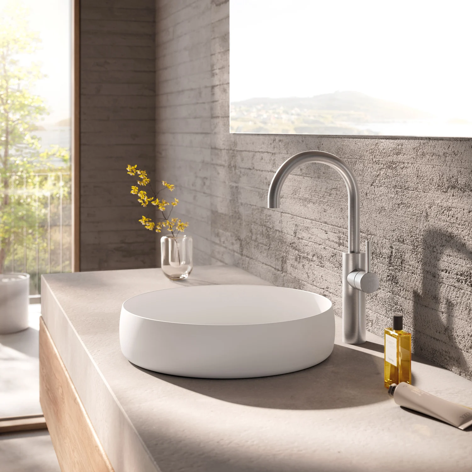 Herzbach  DESIGN iX XL-Size – bateria umywalkowa z jednym otworem i zestawem spustowym PUSH Zdjęcie 4