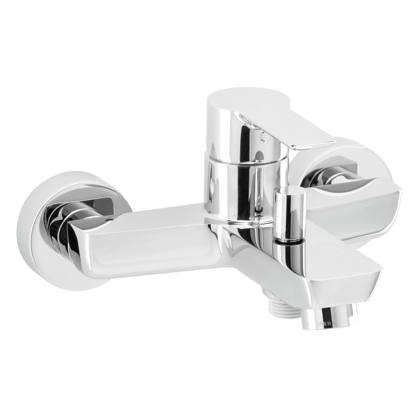 Chromowana bateria wannowa i prysznicowa widok z boku, Herzbach