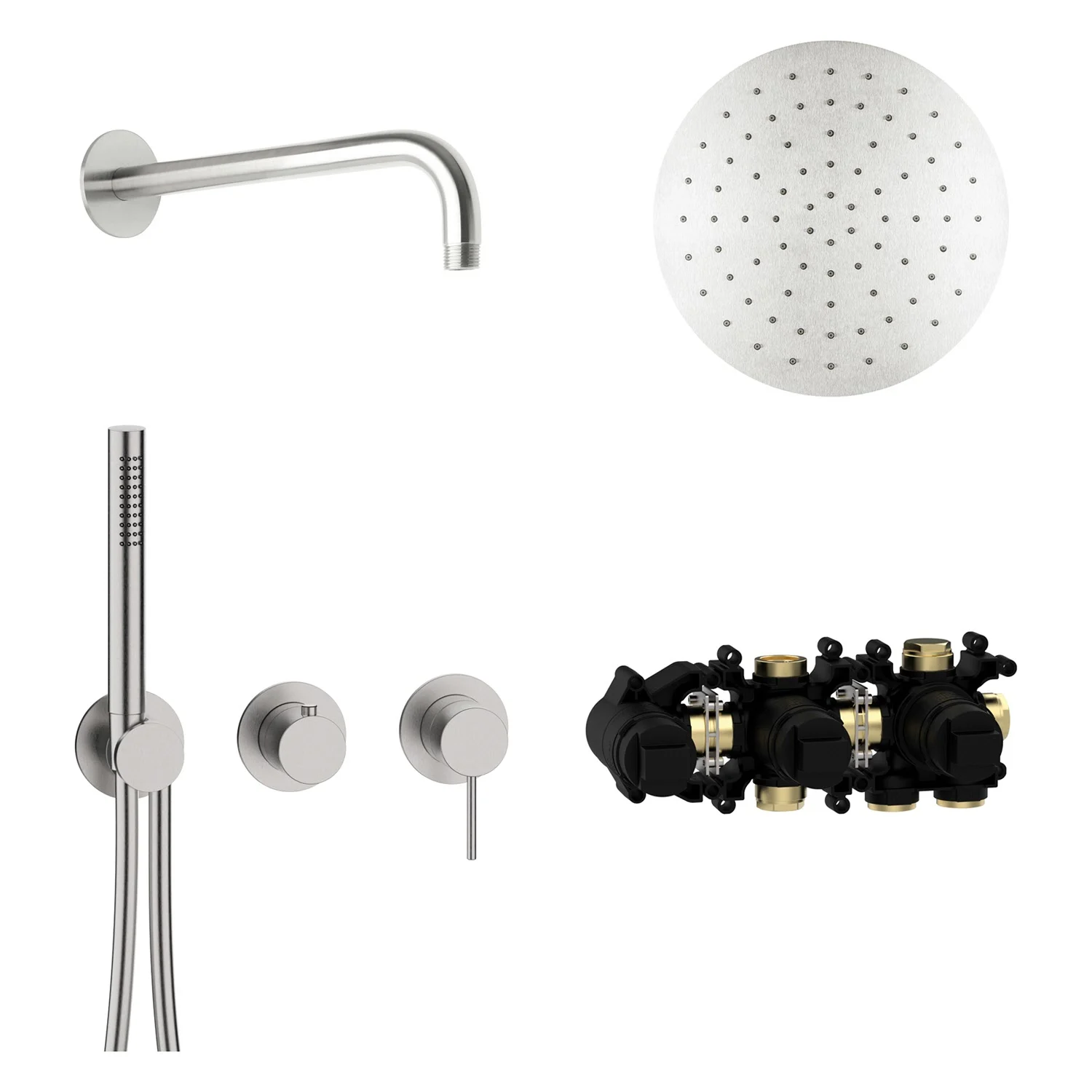 Herzbach MODUL7 IX Duschsystem H-RB250 mit Hebelmischer und Kopfbrause rund