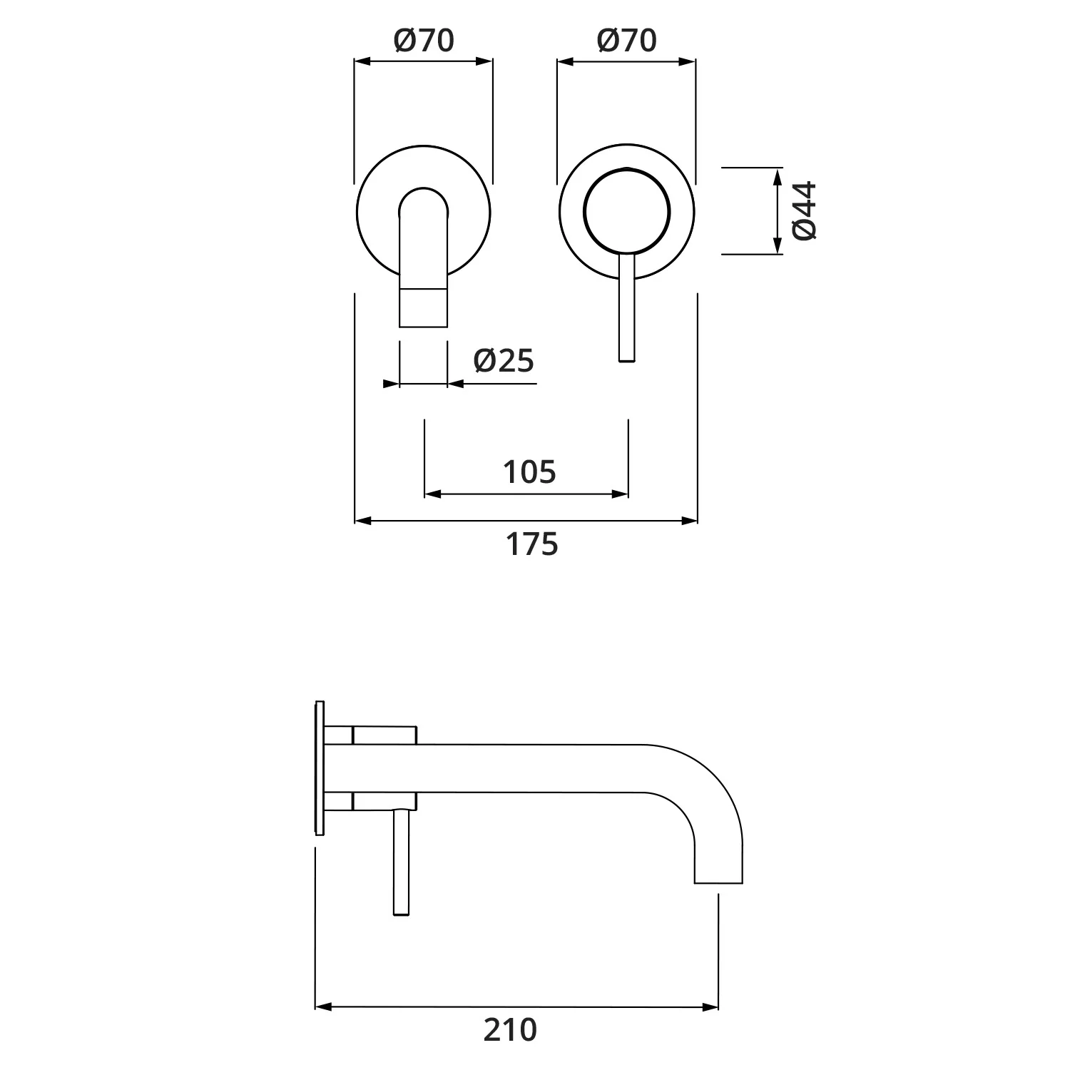 Herzbach MODUL7 IX Waschtisch-Wandbatterie Farbset Ausladung 21 cm Bild 4