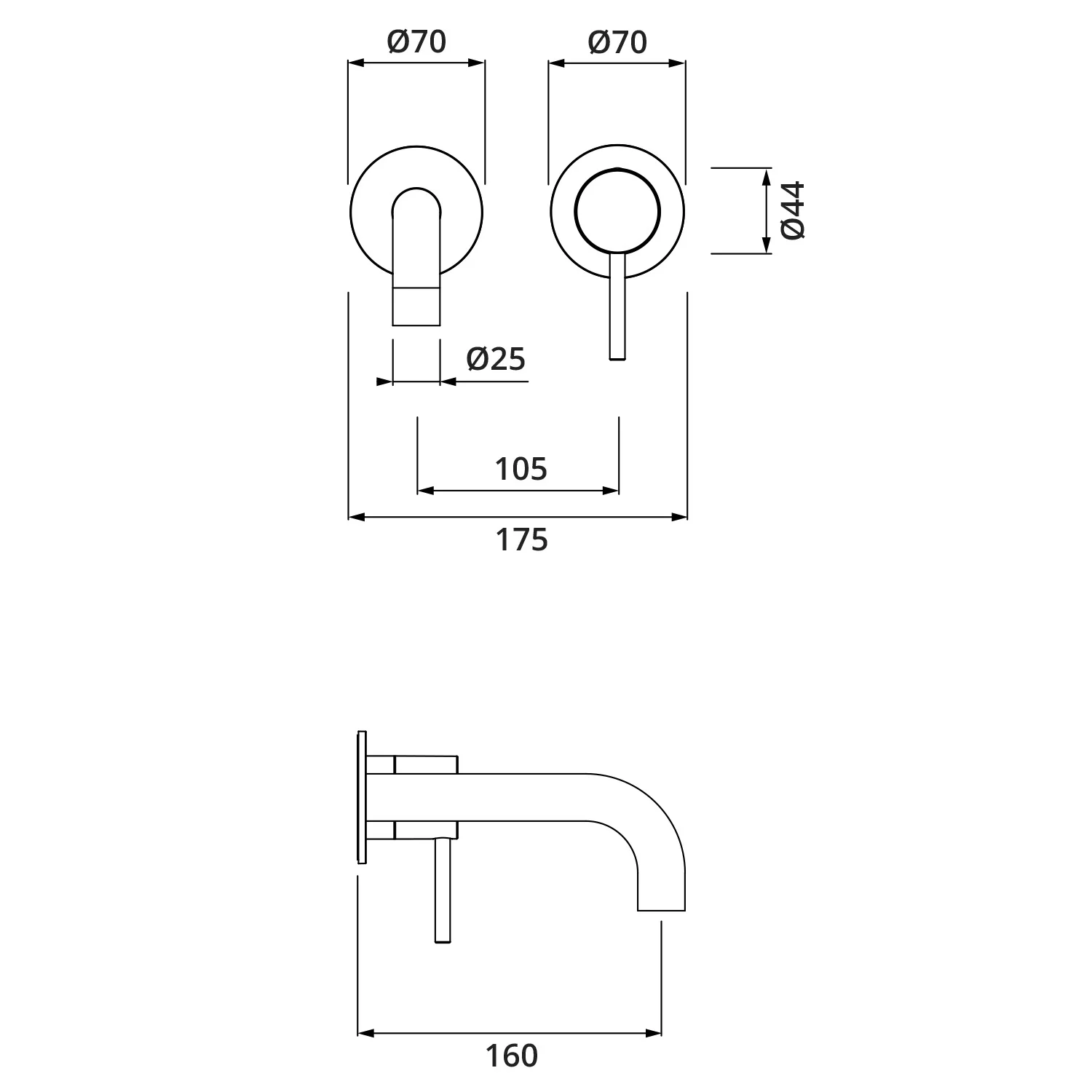Herzbach MODUL7 Waschtisch-Wandbatterie Farbset Ausladung 16 cm Bild 3