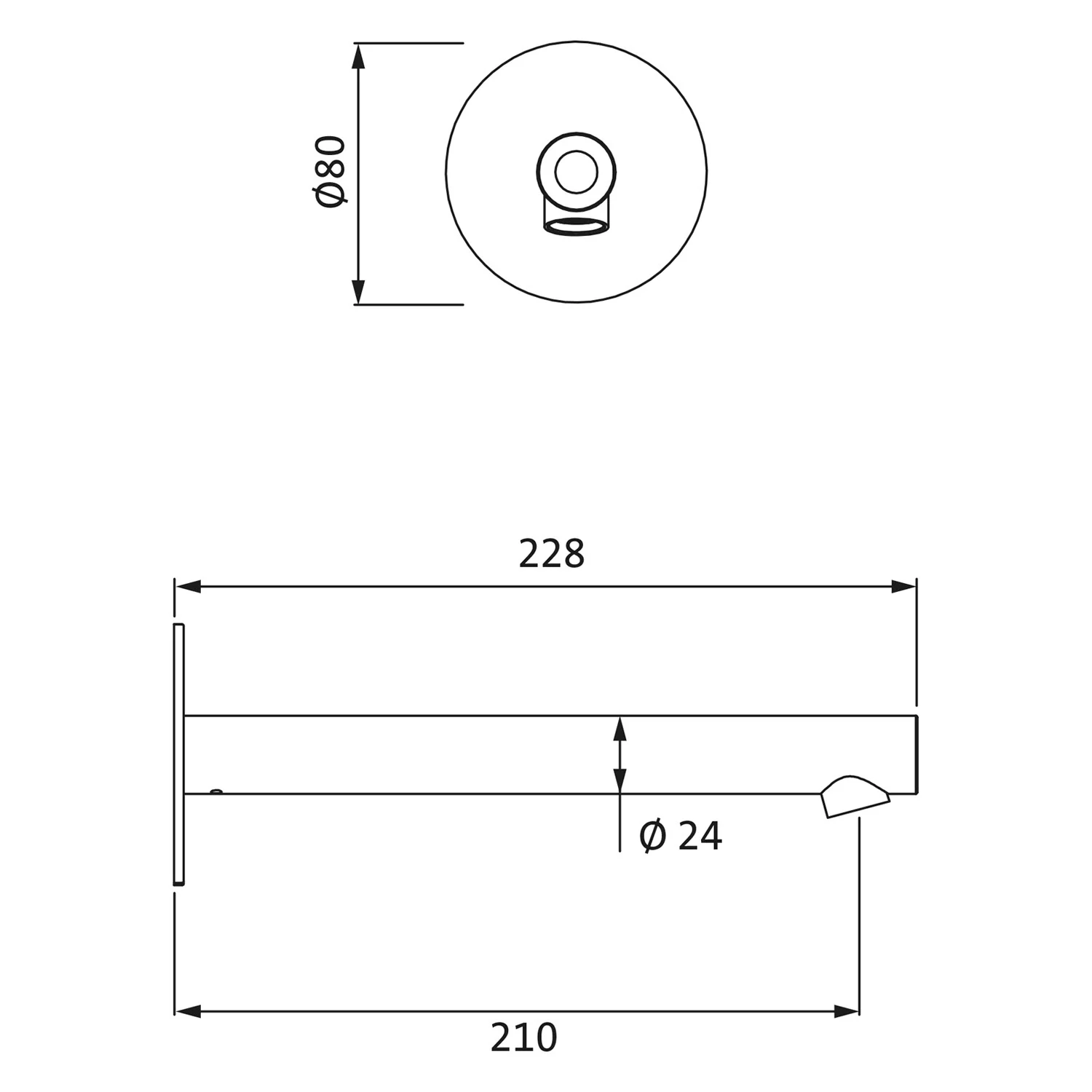 Herzbach SIRO WHITE Wandauslauf, Ausladung 21 cm Bild 2