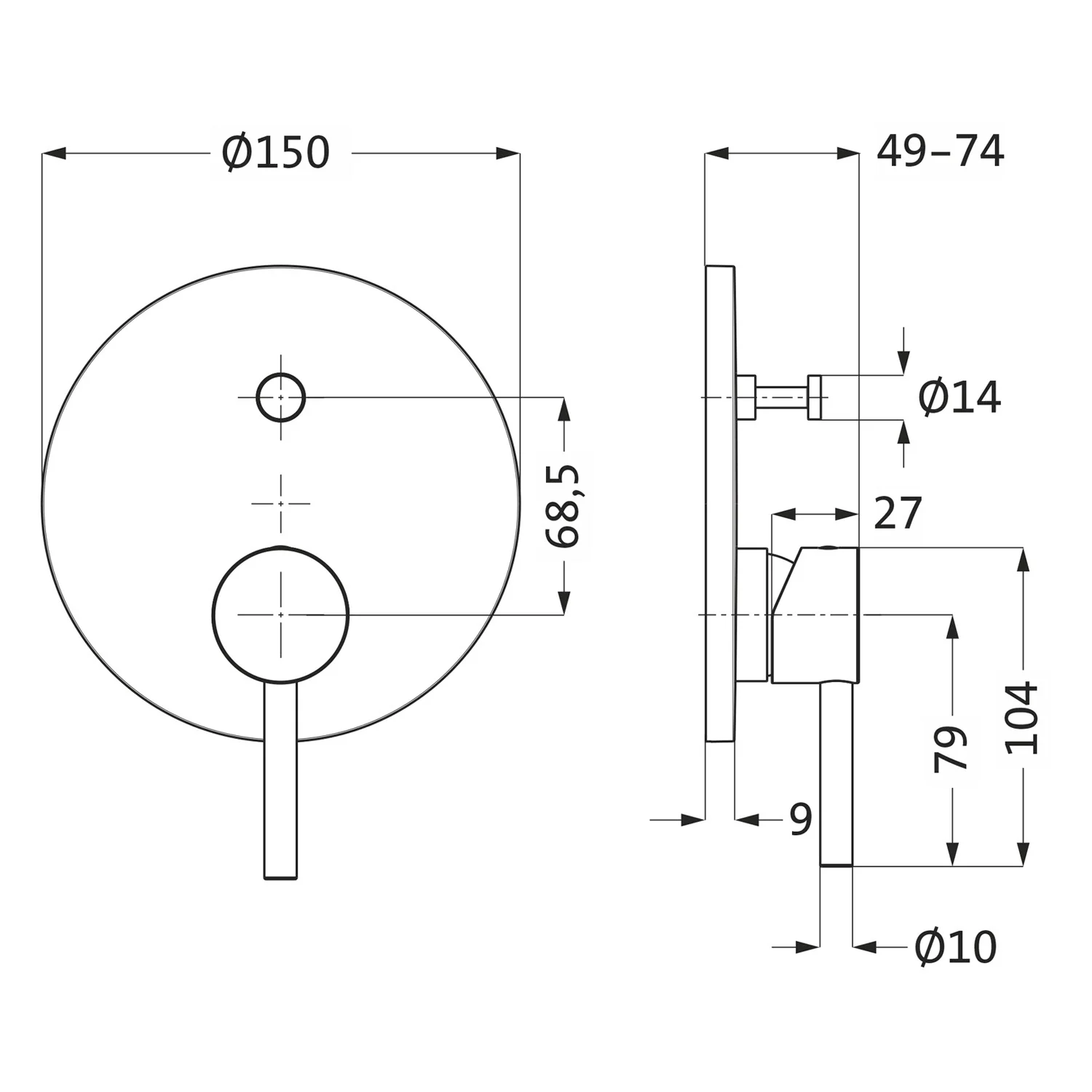 Herzbach SIRO WHITE Wannenfüll- und Brausebatterie Unterputz Bild 2