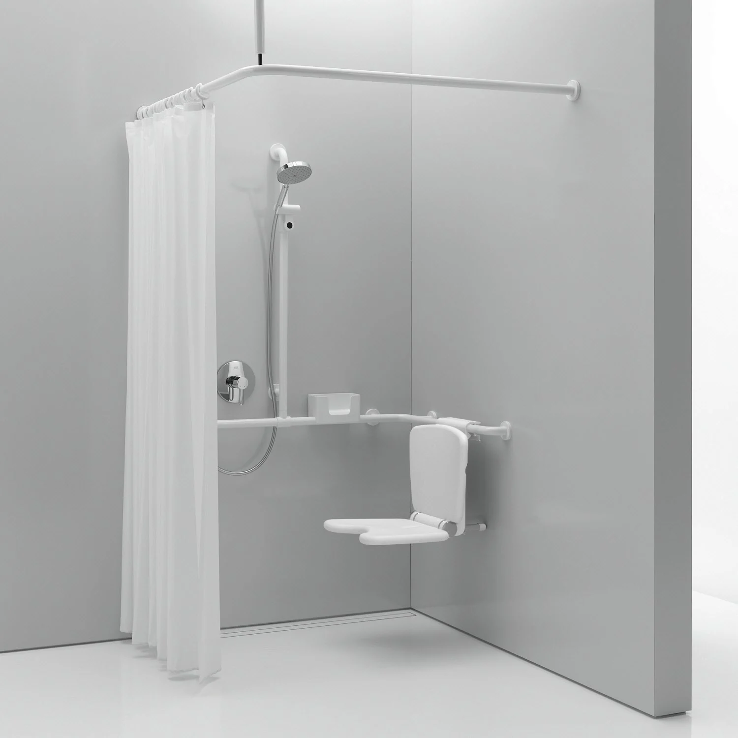 HEWI Serie 477/801 Vorhangstange mit Deckenabhängung Bild 3