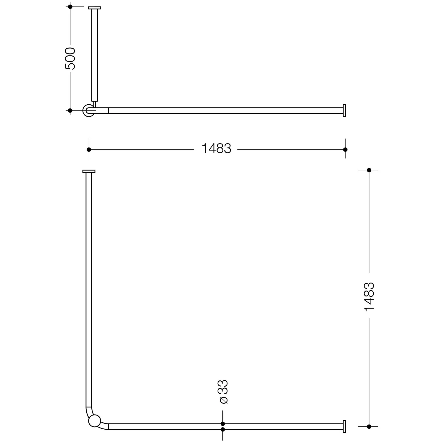 HEWI Serie 477/801 Vorhangstange mit Deckenabhängung Bild 4