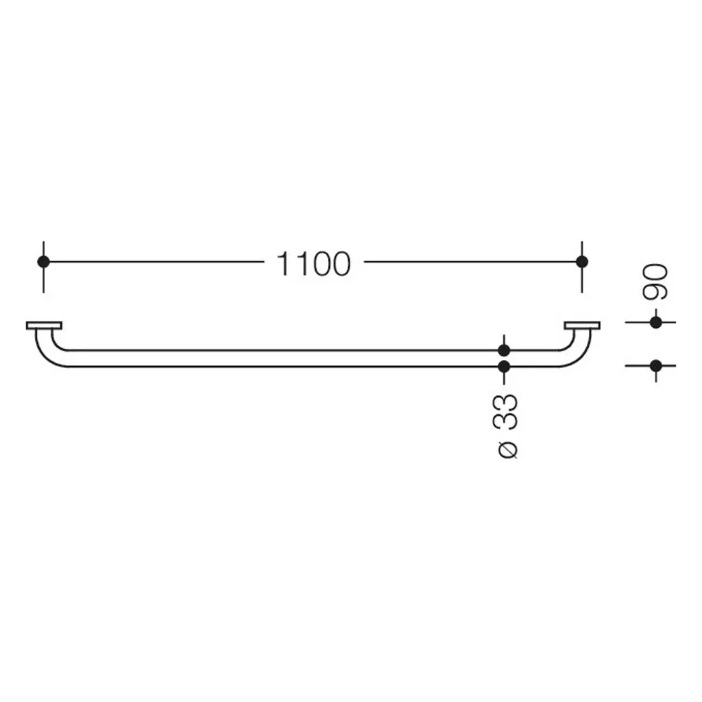 Rysunek techniczny uchwytu o długości 110 cm, Hewi