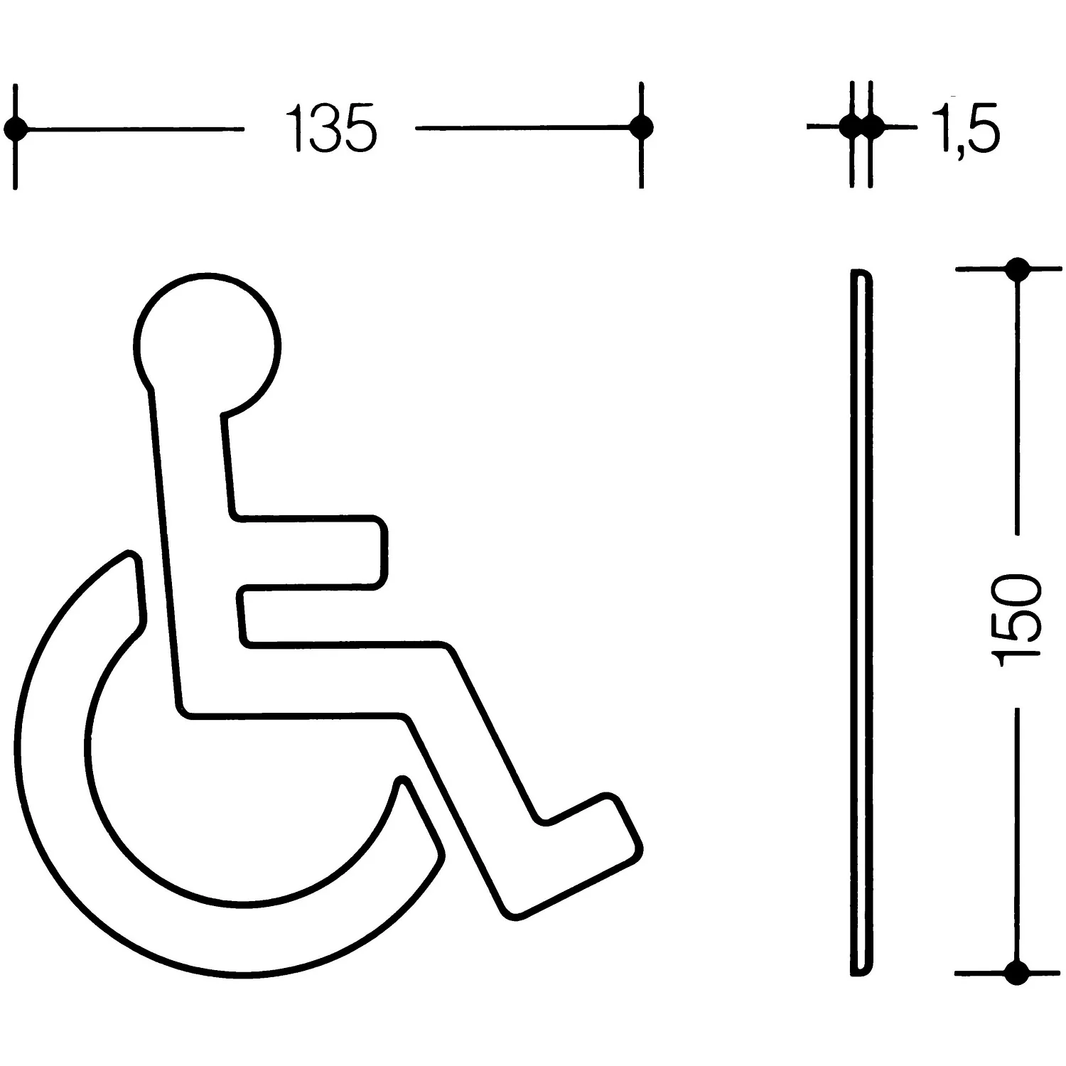 Rysunek techniczny symbolu wózka inwalidzkiego, Hewi