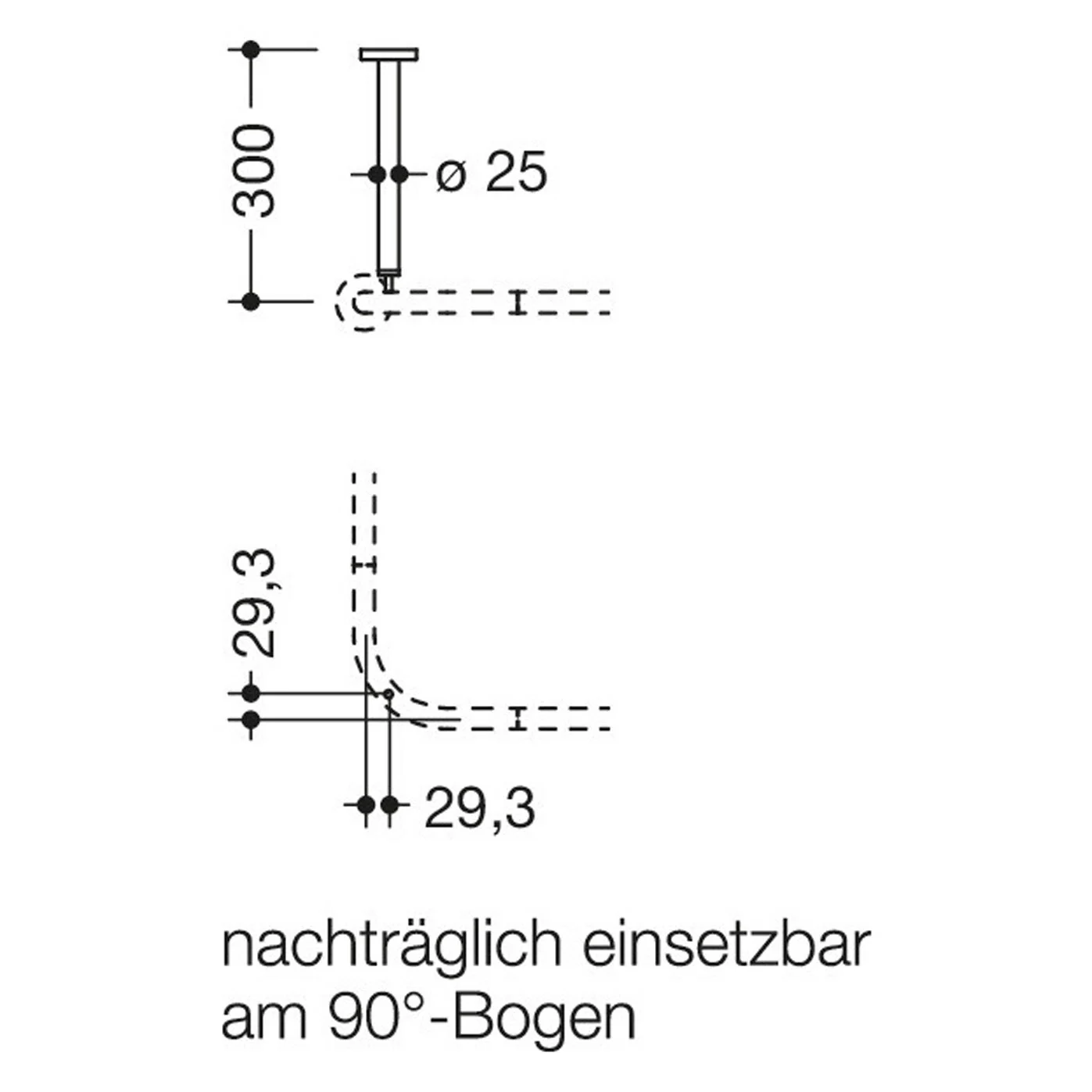 HEWI System 900 Deckenabhängung 30 cm Bild 2