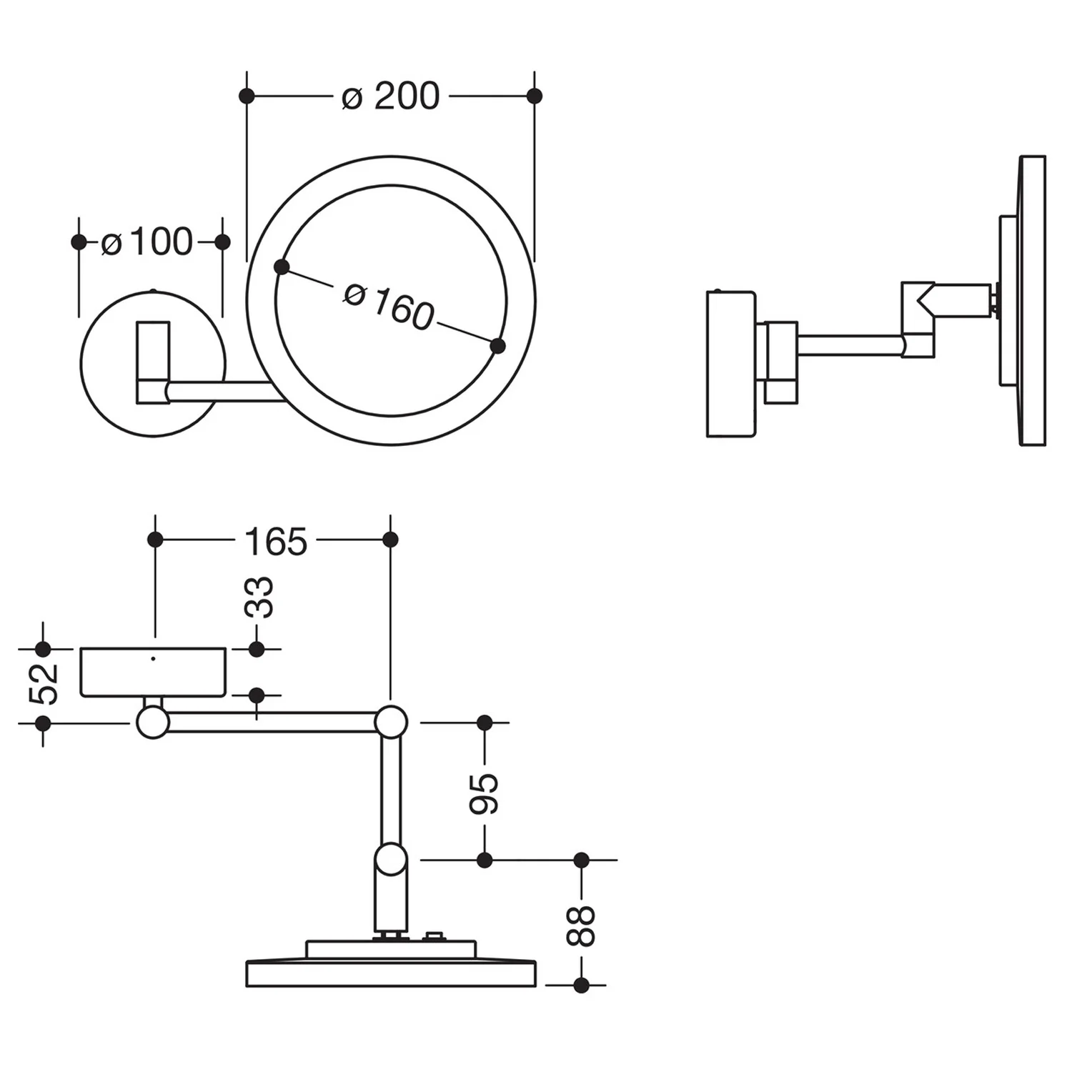 HEWI System 900 LED Kosmetikspiegel rund, mit Dual Light, 5-fach Vergrößerung Bild 3