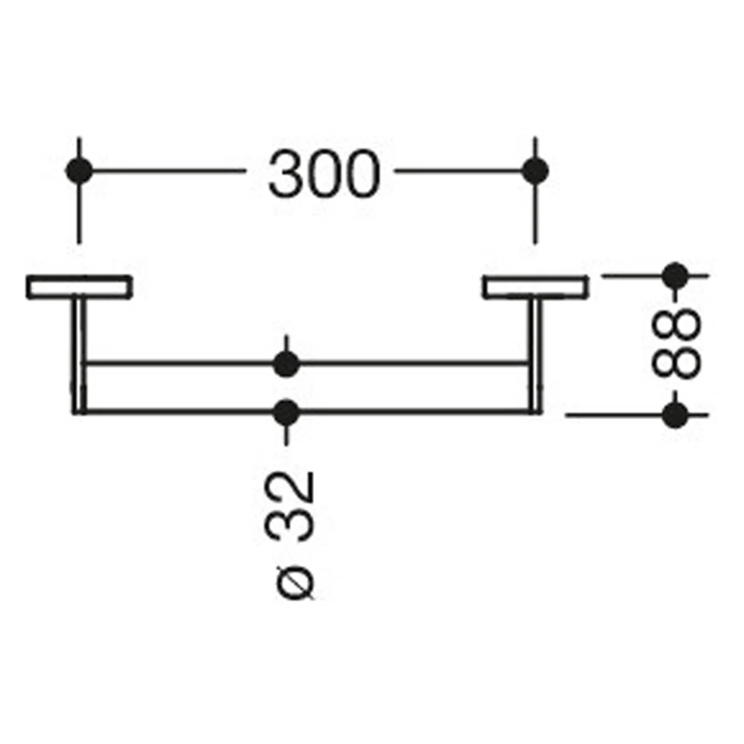 Rysunek techniczny uchwytu 30 cm, Hewi