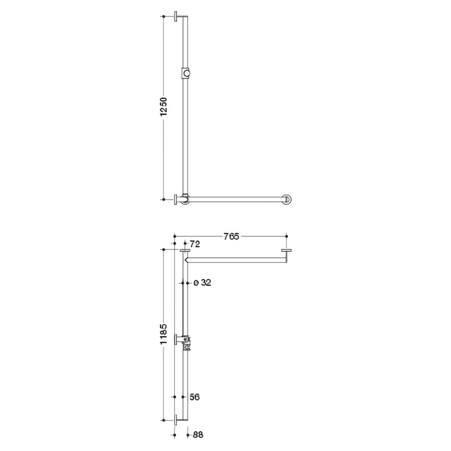 HEWI System 900 Duschhandlauf mit verschiebbarer Brausehalterstange rechts, 118,5 cm Bild 4