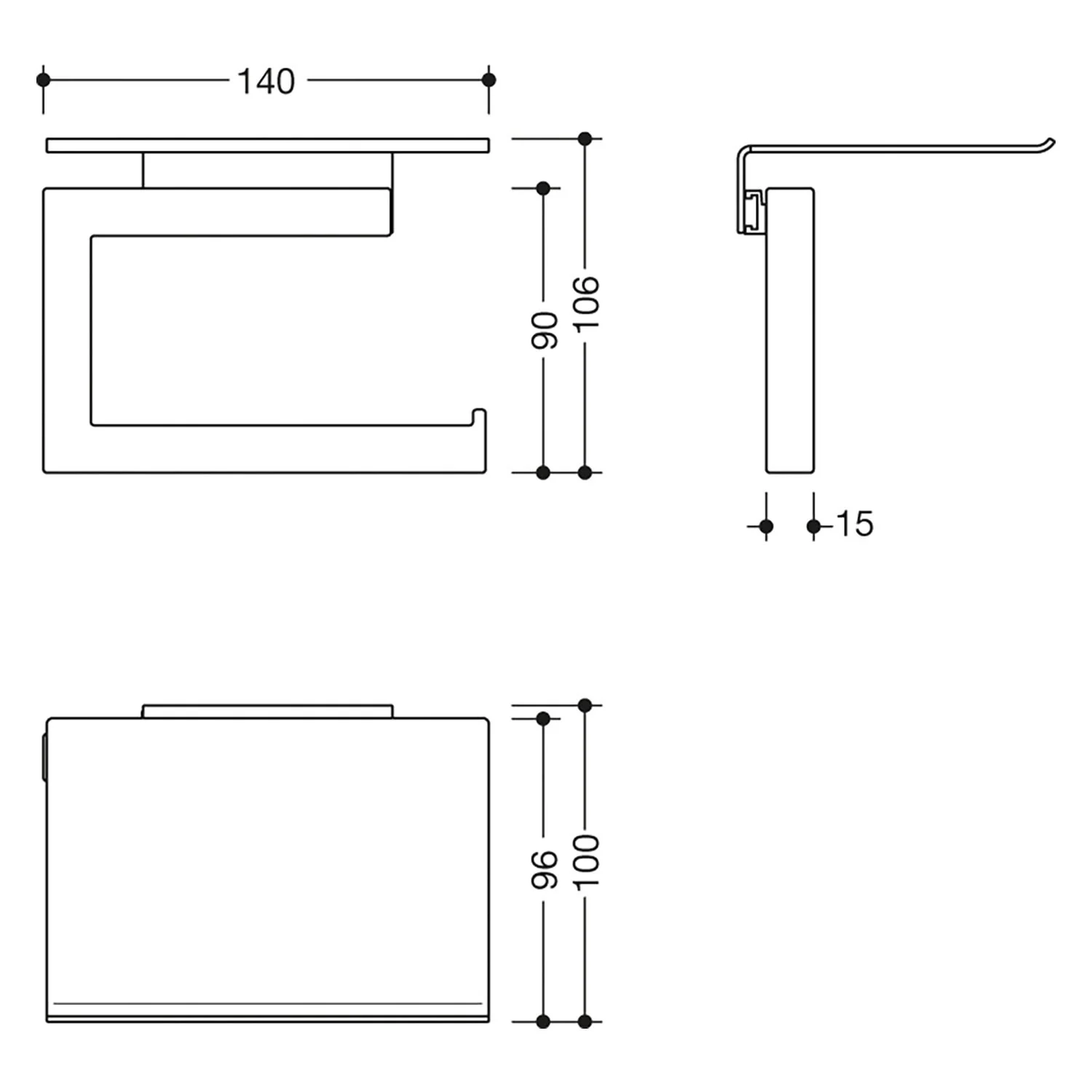 HEWI System 900 Q WC-Papierhalter mit Ablage Bild 4