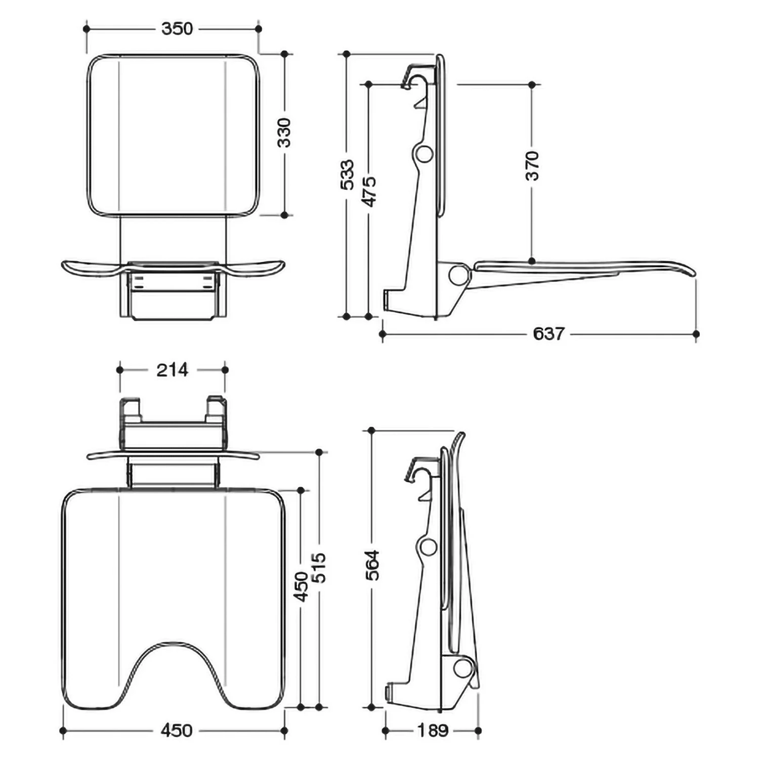 HEWI System 900 Einhängesitz mit Hygieneausschnitt Bild 4