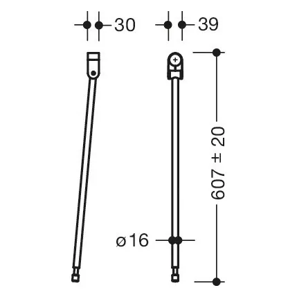 Rysunek techniczny podpory podłogowej z wymiarami, Hewi