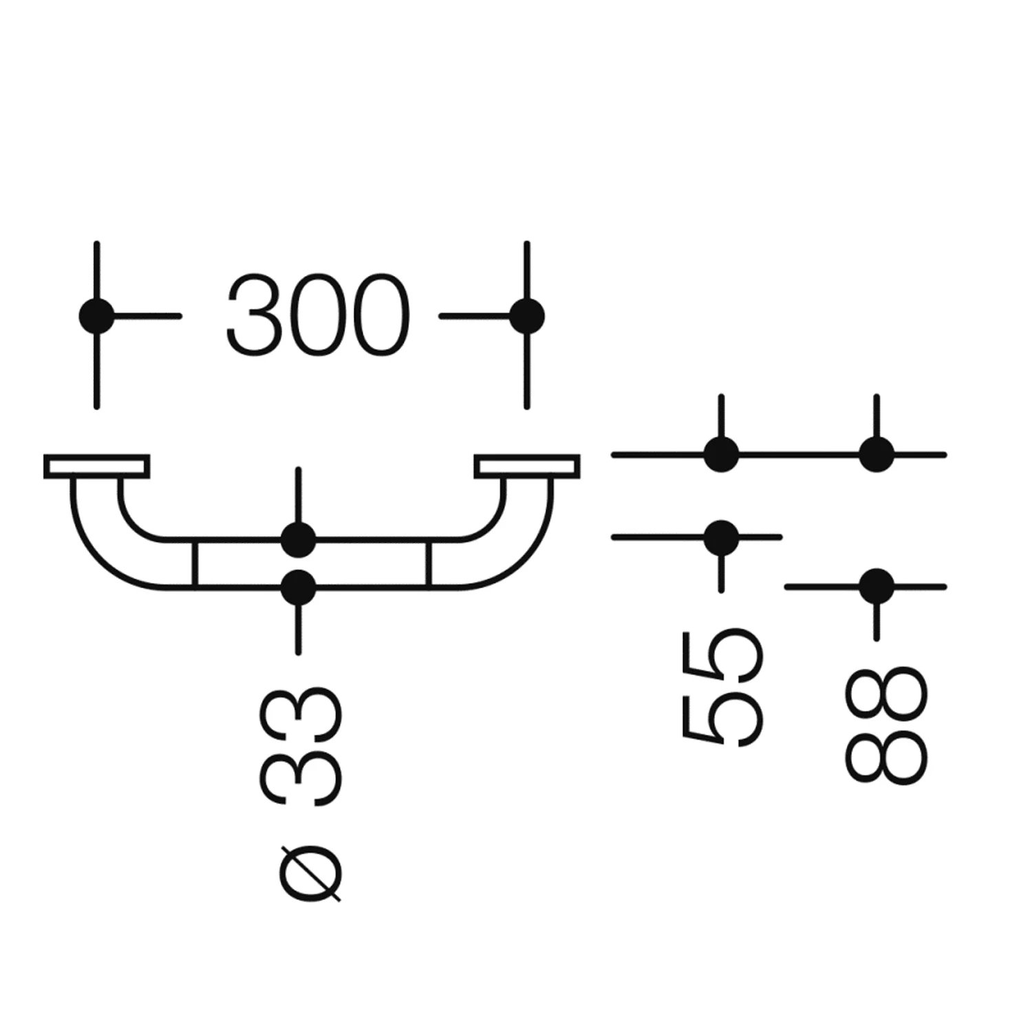 Rysunek techniczny uchwytu 30 cm, Hewi