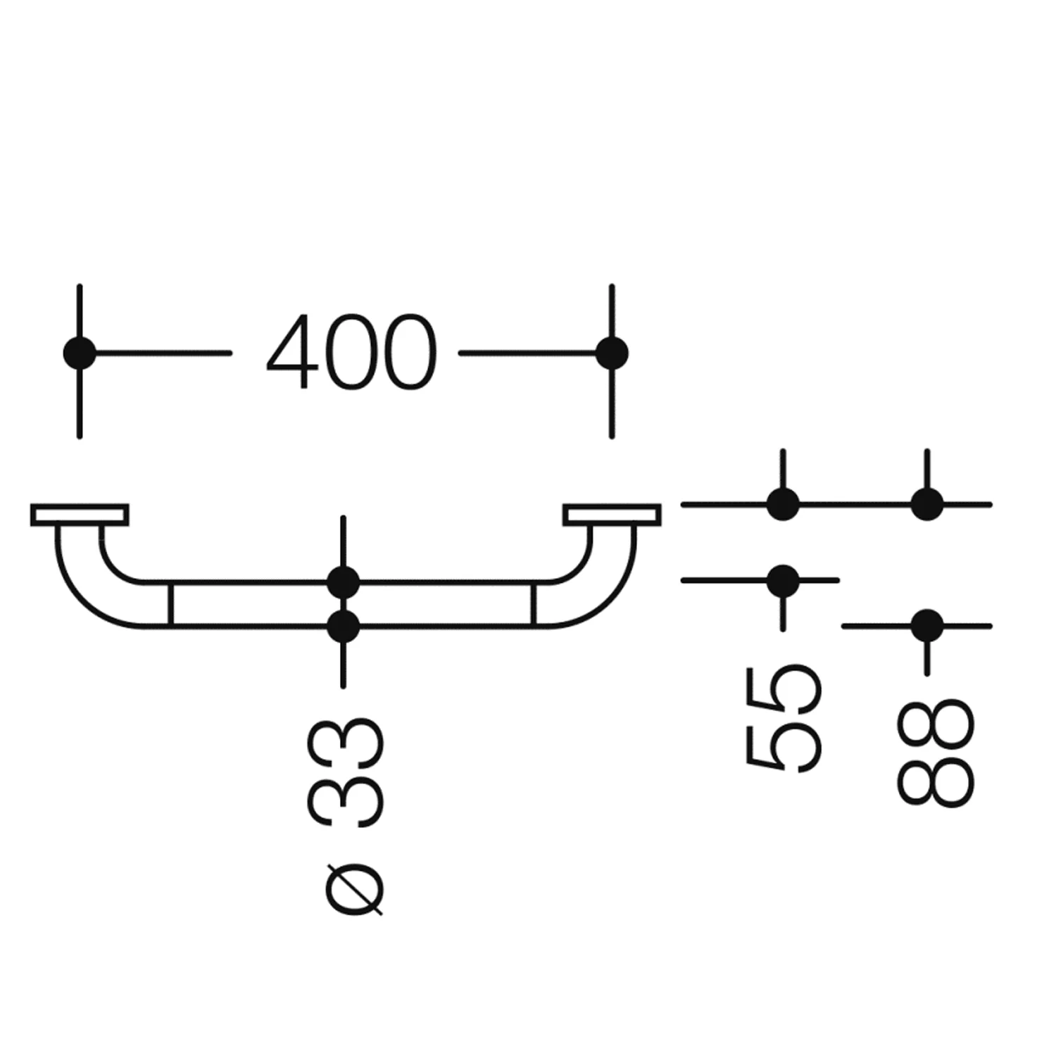 Rysunek techniczny uchwytu 40 cm, Hewi
