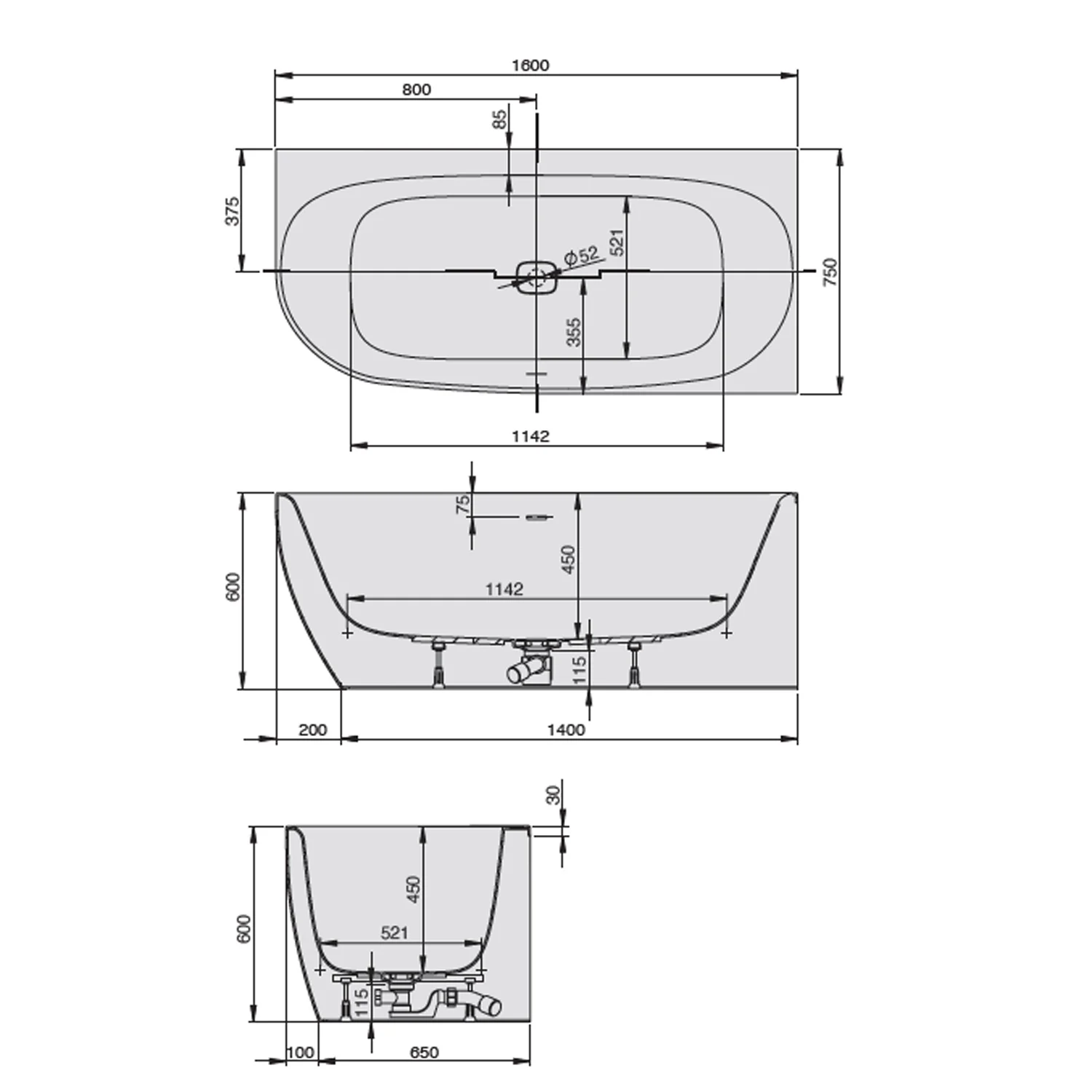 Hoesch iSENSI MONOLITH Eckbadewanne 160 x 75 cm, linke Ausführung Bild 5