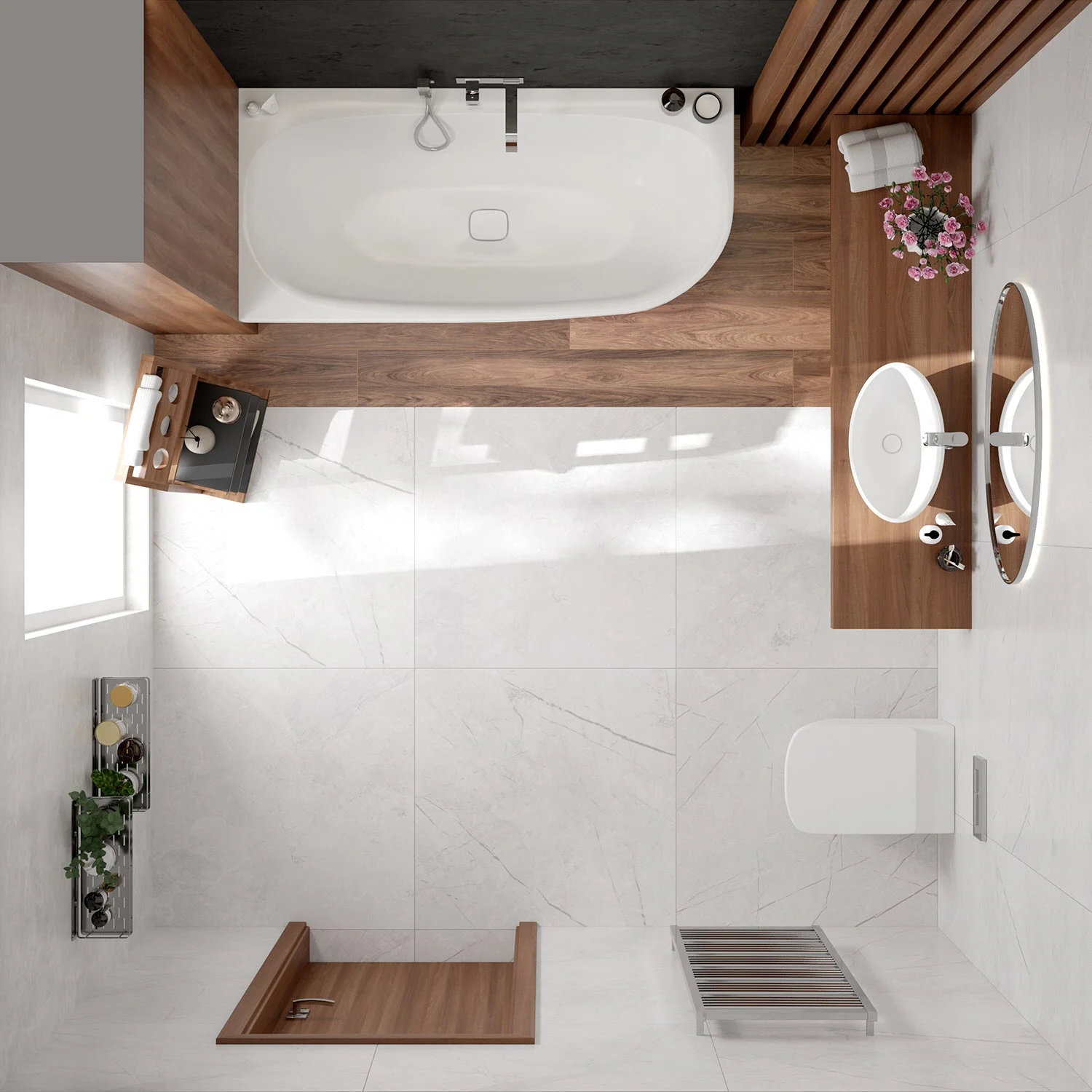 Hoesch iSENSI MONOLITH Eckbadewanne 180 x 80 cm, linke Ausführung, mit Überlaufbefüllung chrom Bild 3