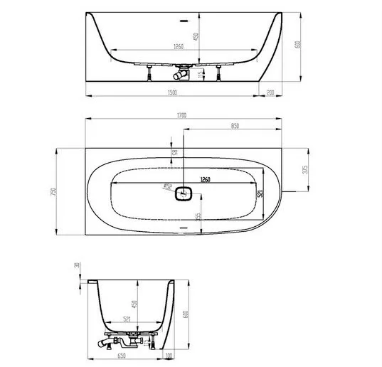 Hoesch iSENSI MONOLITH Eckbadewanne 170 x 75 cm, linke Ausführung, mit Überlaufbefüllung chrom Bild 5