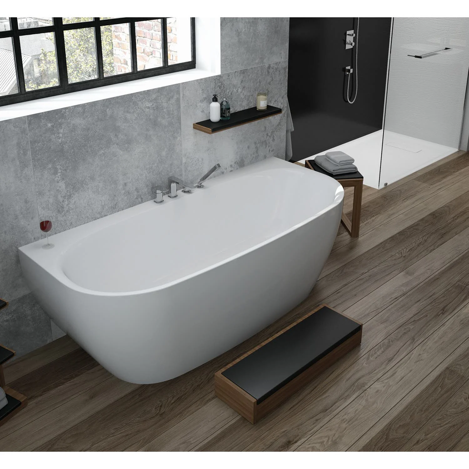 Hoesch iSENSI Vorwand-Badewanne 190 x 90 cm mit Überlaufschlitz und Klick-Klack Siphon Bild 2