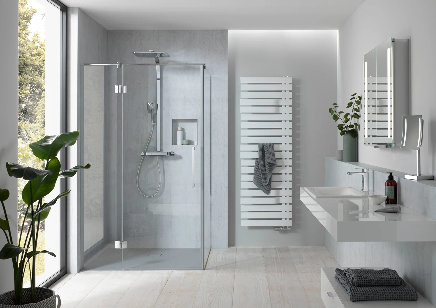 HSK Aperto Pro Drehtür pendelbar an Nebenteil für Seitenwand 75 cm, Anschlag links Bild 3