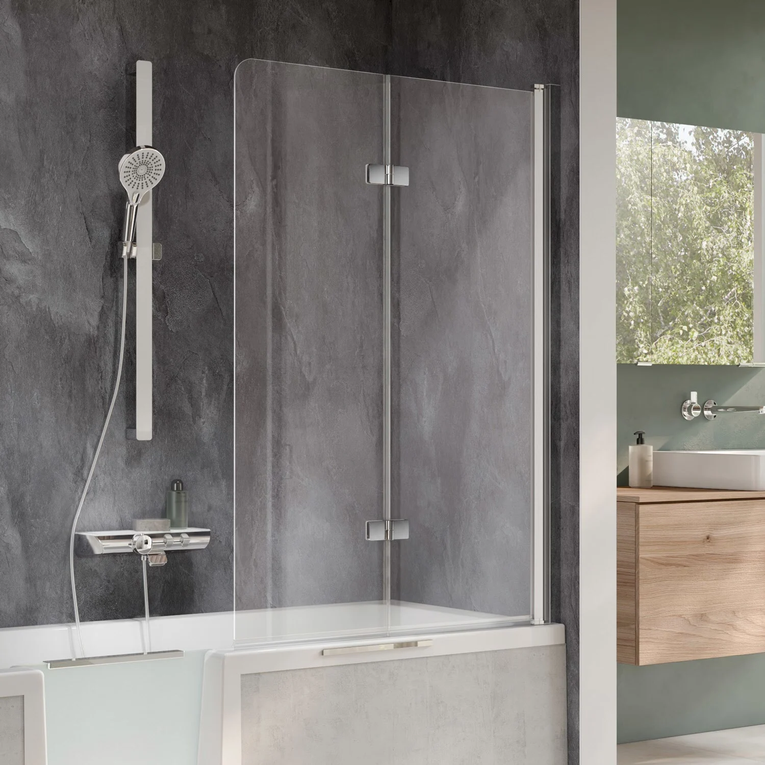 HSK Favorit Nova Badewannenaufsatz 2-teilig 114 cm, Anschlag rechts