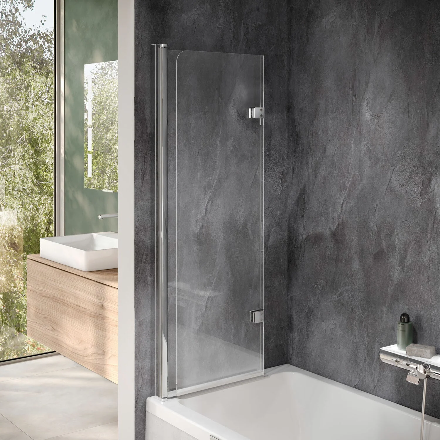 HSK Favorit Nova Badewannenaufsatz 2-teilig 100 cm Anschlag links Bild 3