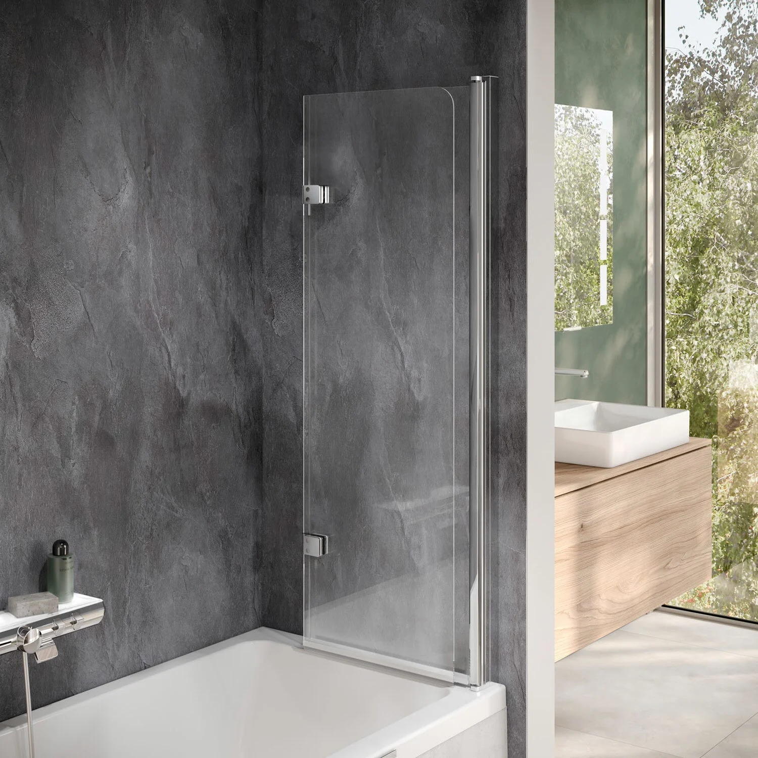 HSK Favorit Nova Badewannenaufsatz 2-teilig 114 cm, Anschlag rechts Bild 3