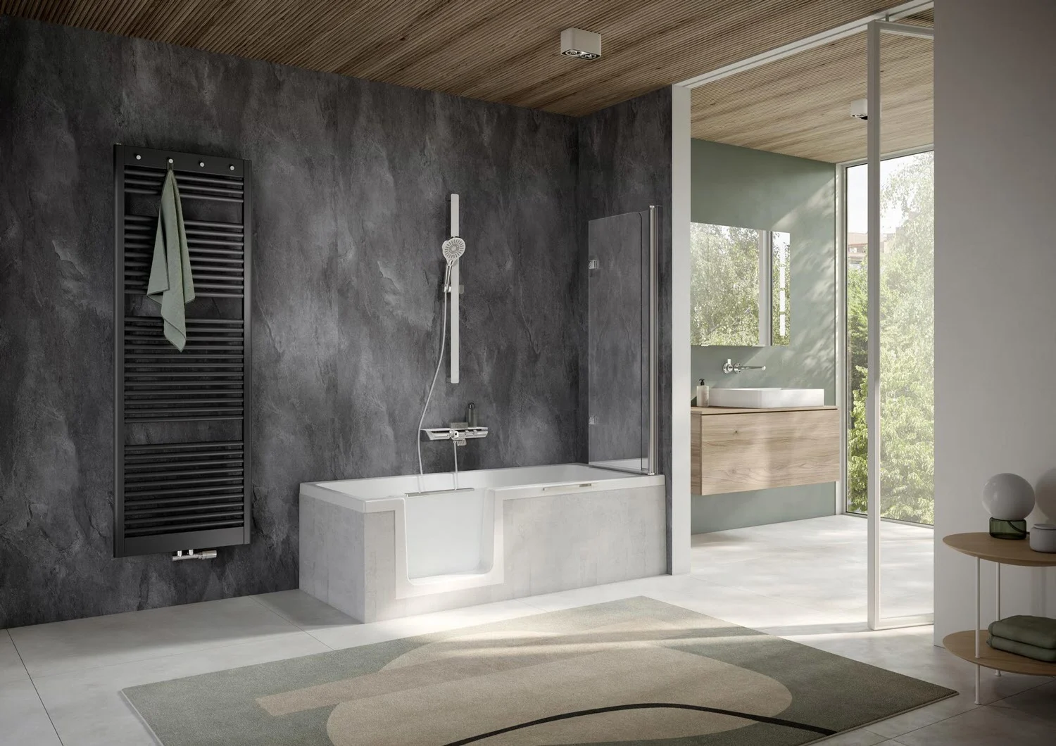 HSK Favorit Nova Badewannenaufsatz 2-teilig 90 cm, Anschlag rechts Bild 4