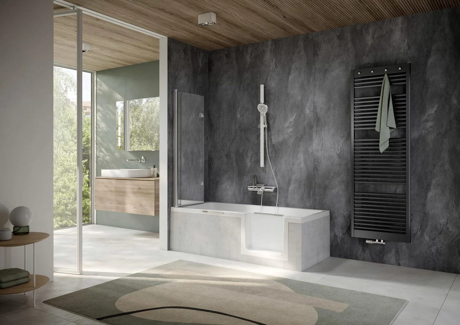 HSK Favorit Nova Badewannenaufsatz 2-teilig 100 cm Anschlag links Bild 4