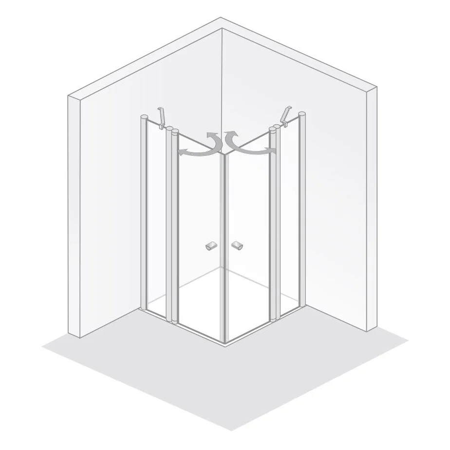 HSK EXKLUSIV 2.0 Eckeinstieg Pendeltür 4-teilig, 80 x 80 x 200 cm, mit Edelglas Beschichtung Bild 5
