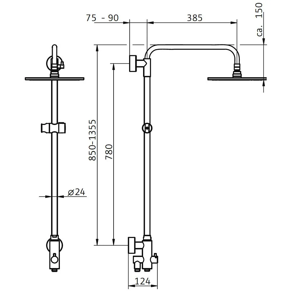 HSK Shower-Set Modell RS 200 Universal, Kopfbrause flach, rund 25 cm Bild 7