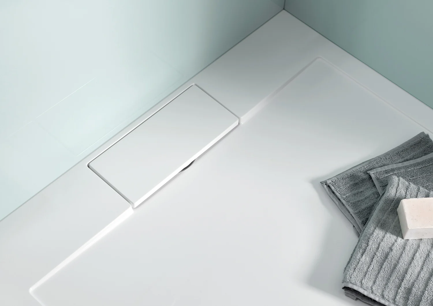 HSK Marmor-Polymer Duschwanne 100 x 100 cm superflach mit Randablauf und Antislip Bild 2