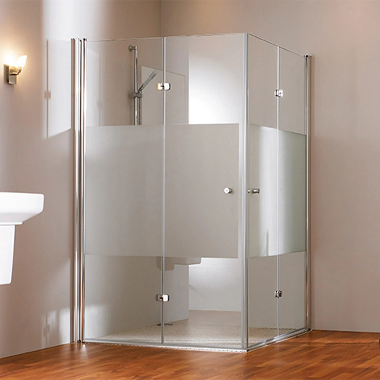 HÜPPE 501 Design pure 4-Eck Schwingfalttür Anschlag links 100 x 200 cm, Glas ohne Anti-Plaque