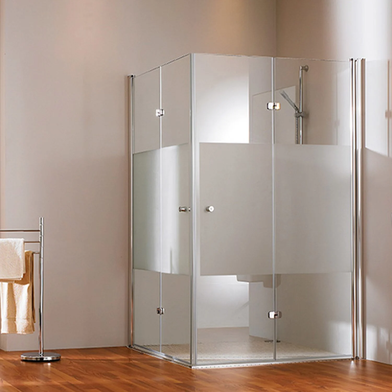 HÜPPE 501 Design pure 4-Eck Schwingfalttür Anschlag rechts 100 x 200 cm, Glas ohne Anti-Plaque