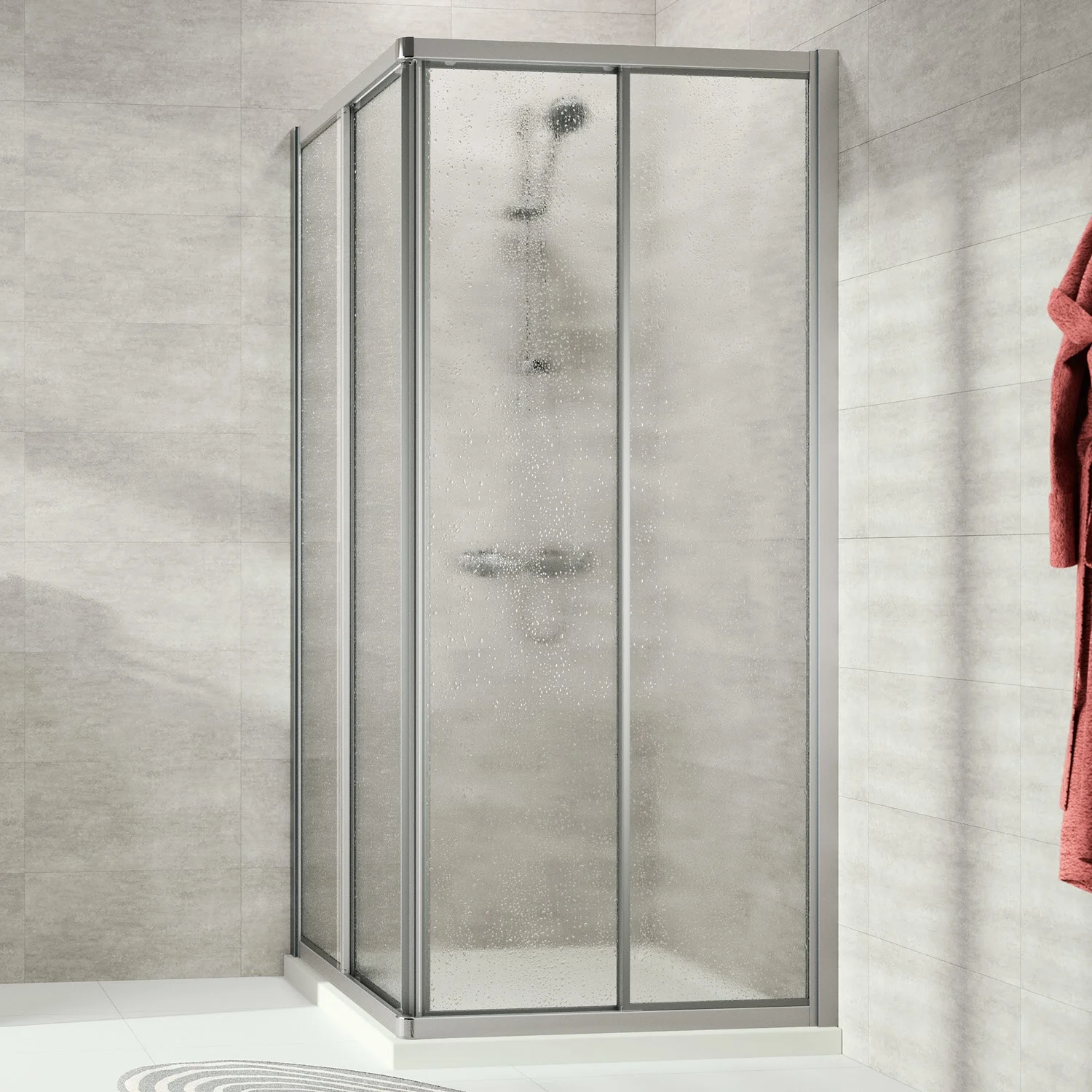 HÜPPE Alpha 2 vollgerahmt 4-Eck Gleittüreckeinstieg 2-teilig, 70 x 190 cm, Kunstglas