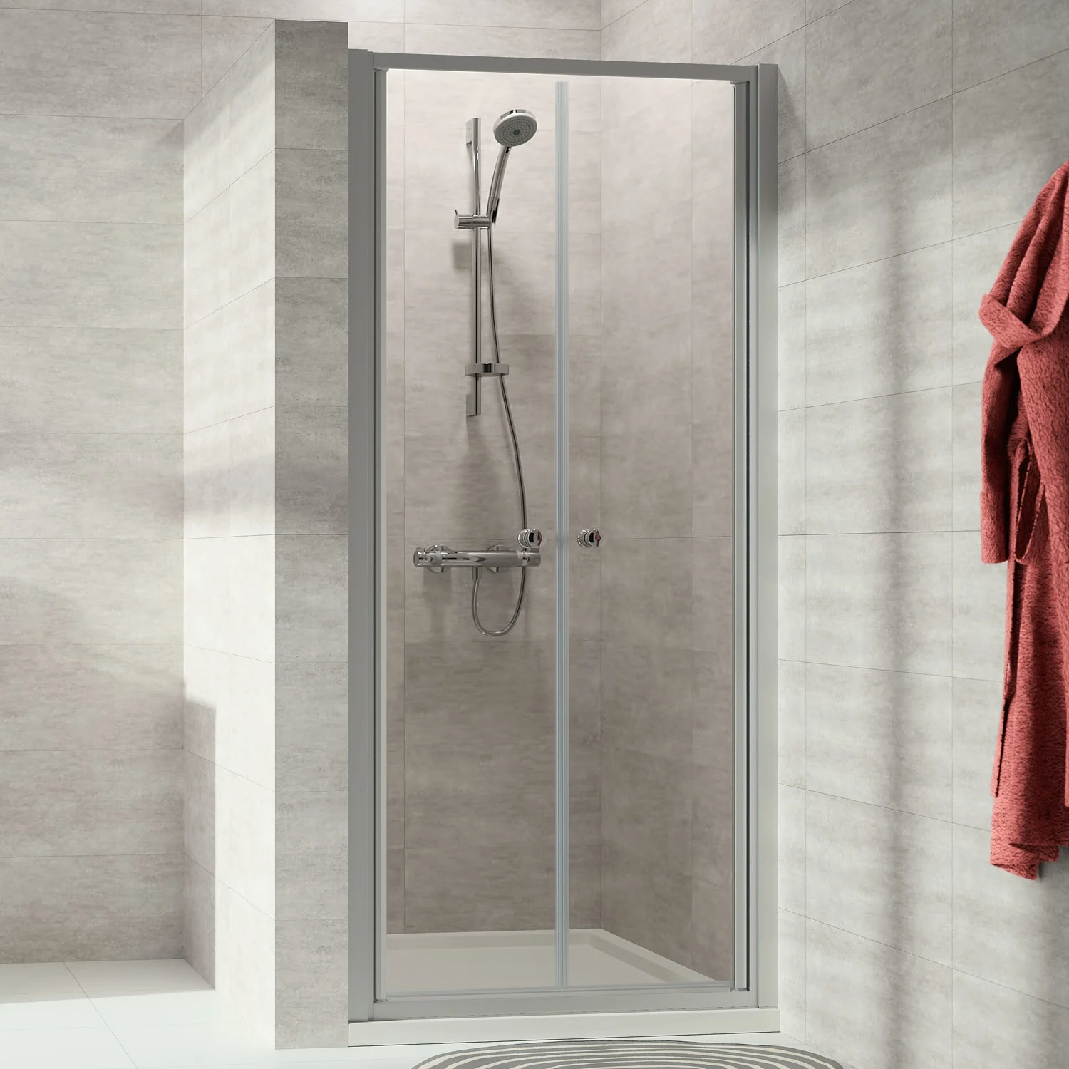 HÜPPE Alpha 2 teilgerahmt 4-Eck Pendeltür, 100 x 200 cm, Glas mit Anti-Plaque
